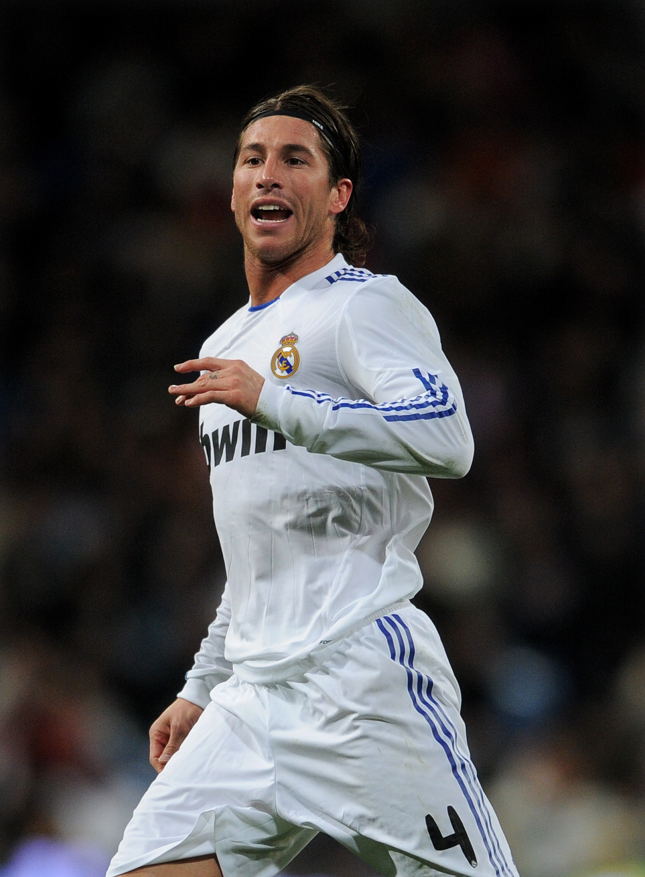 MADRID, SPAIN - JANUARY 23:  Sergio Ramos of Real Madrid reacts during the la liga match between Real Madrid and Mallorca at Estadio Santiago Bernabeu on January  23, 2011 in Madrid, Spain.  (Photo by Jasper Juinen/Getty Images)