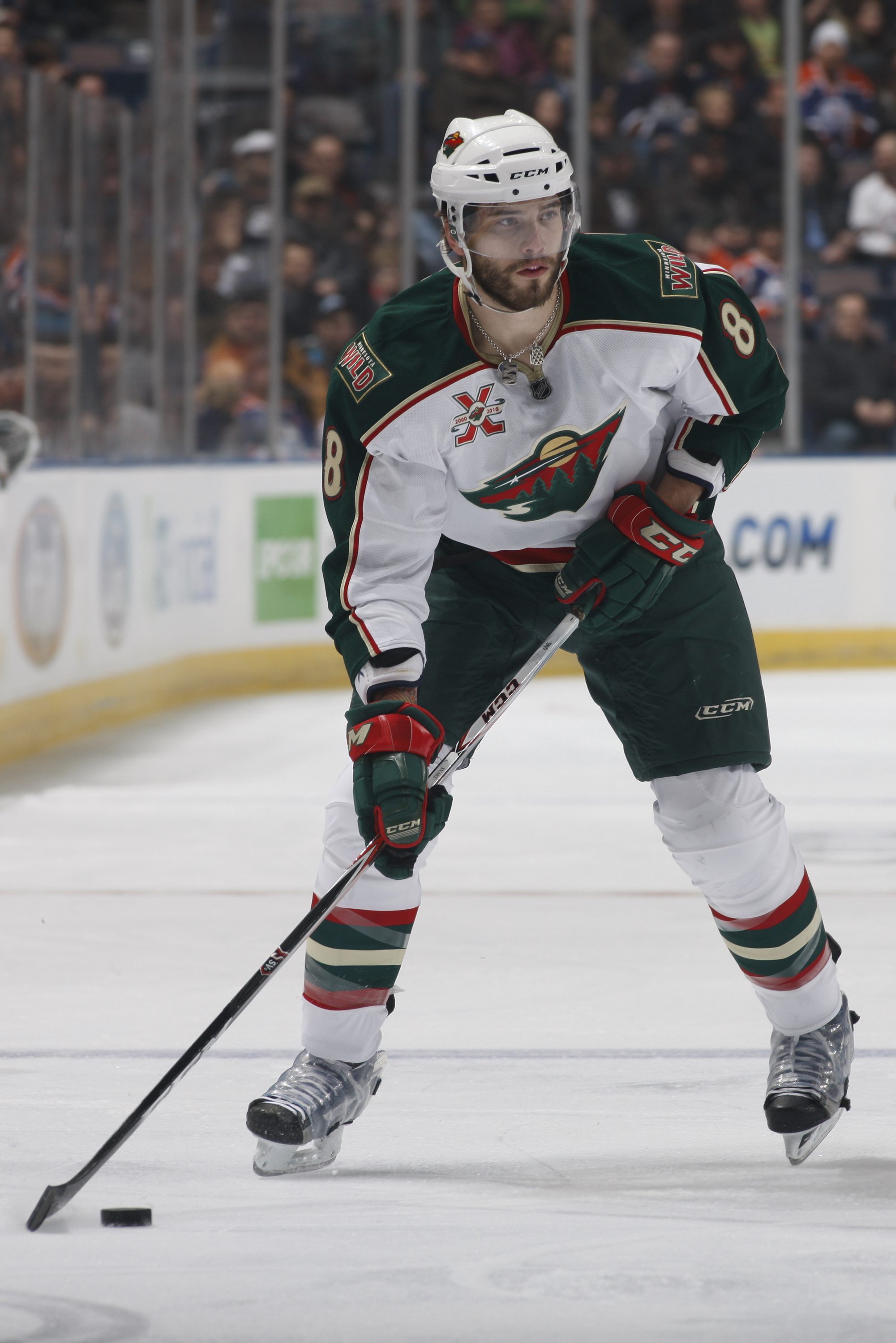 EDMONTON, CANADA - JANUARY 18: Brent Burns #8 of the Minnesota Wild skates against the Edmonton Oilers on January 18, 2011 at Rexall Place in Edmonton, Alberta, Canada. (Photo by Dale MacMillan/Getty Images)