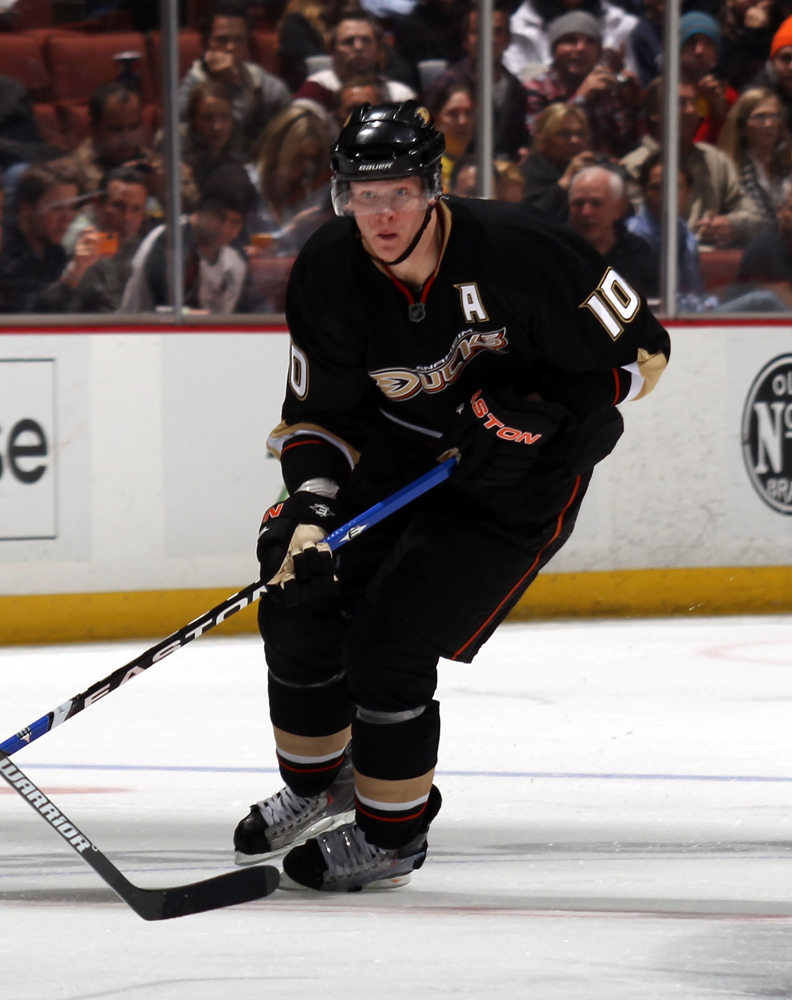 ANAHEIM, CA - JANUARY 12:  Corey Perry #10 of the Anaheim Ducks skates against the St. Louis Blues at the Honda Center on January 12, 2011 in Anaheim, California.  (Photo by Bruce Bennett/Getty Images)