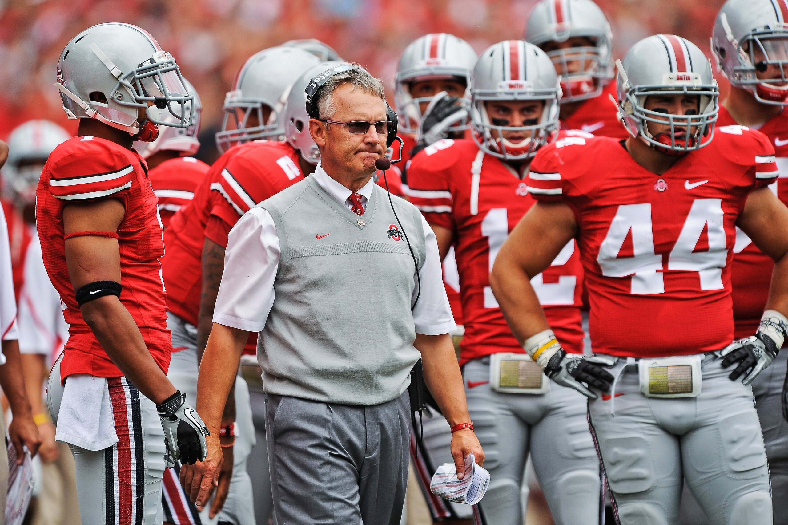 COLUMBUS, OH - SEPTEMBER 11: Head Coach Jim Tressel of the Ohio State Buckeyes watches his team play against the Miami Hurricanes at Ohio Stadium on September 11, 2010 in Columbus, Ohio. (Photo by Jamie Sabau/Getty Images) COLUMBUS, OH - SEPTEMBER 11: Head Coach Jim Tressel of the Ohio State Buckeyes watches his team play against the Miami Hurricanes at Ohio Stadium on September 11, 2010 in Columbus, Ohio. (Photo by Jamie Sabau/Getty Images)