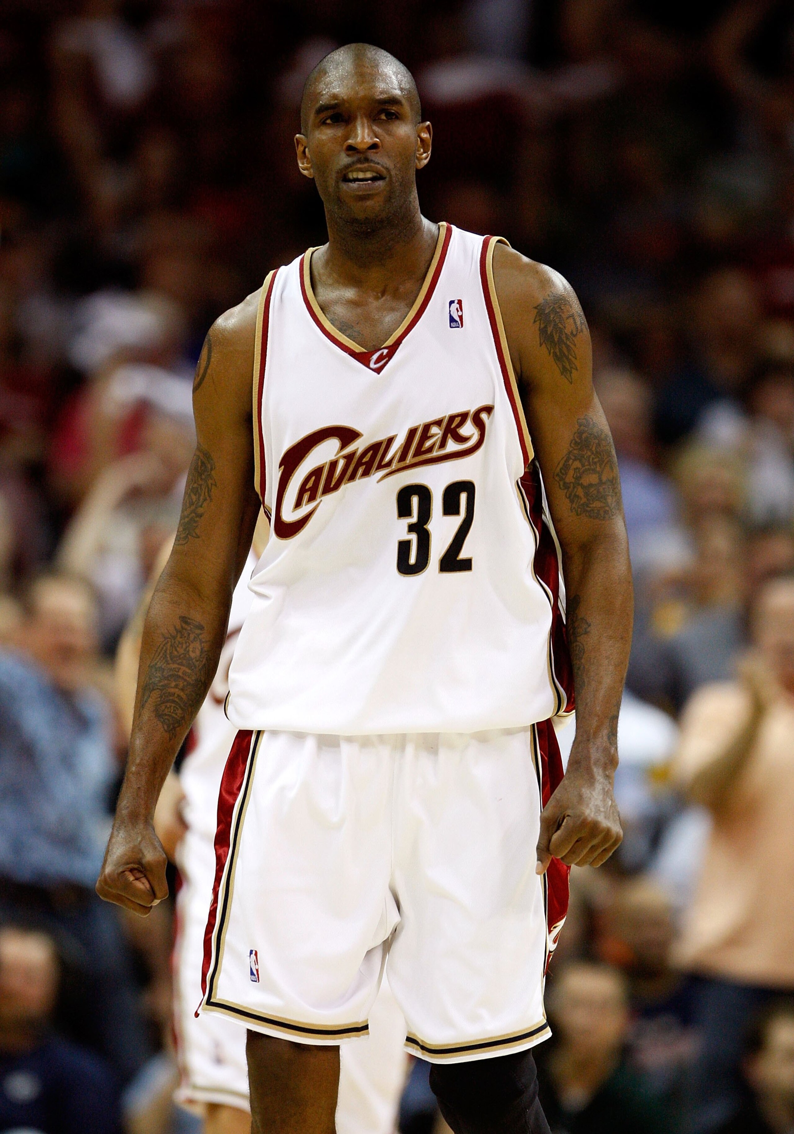 CLEVELAND - MAY 22: Joe Smith #32 of the Cleveland Cavaliers looks on between plays against the Orlando Magic in Game Two of the Eastern Conference Finals during the 2009 Playoffs at Quicken Loans Arena on May 22, 2009 in Cleveland, Ohio. NOTE TO USER: Us