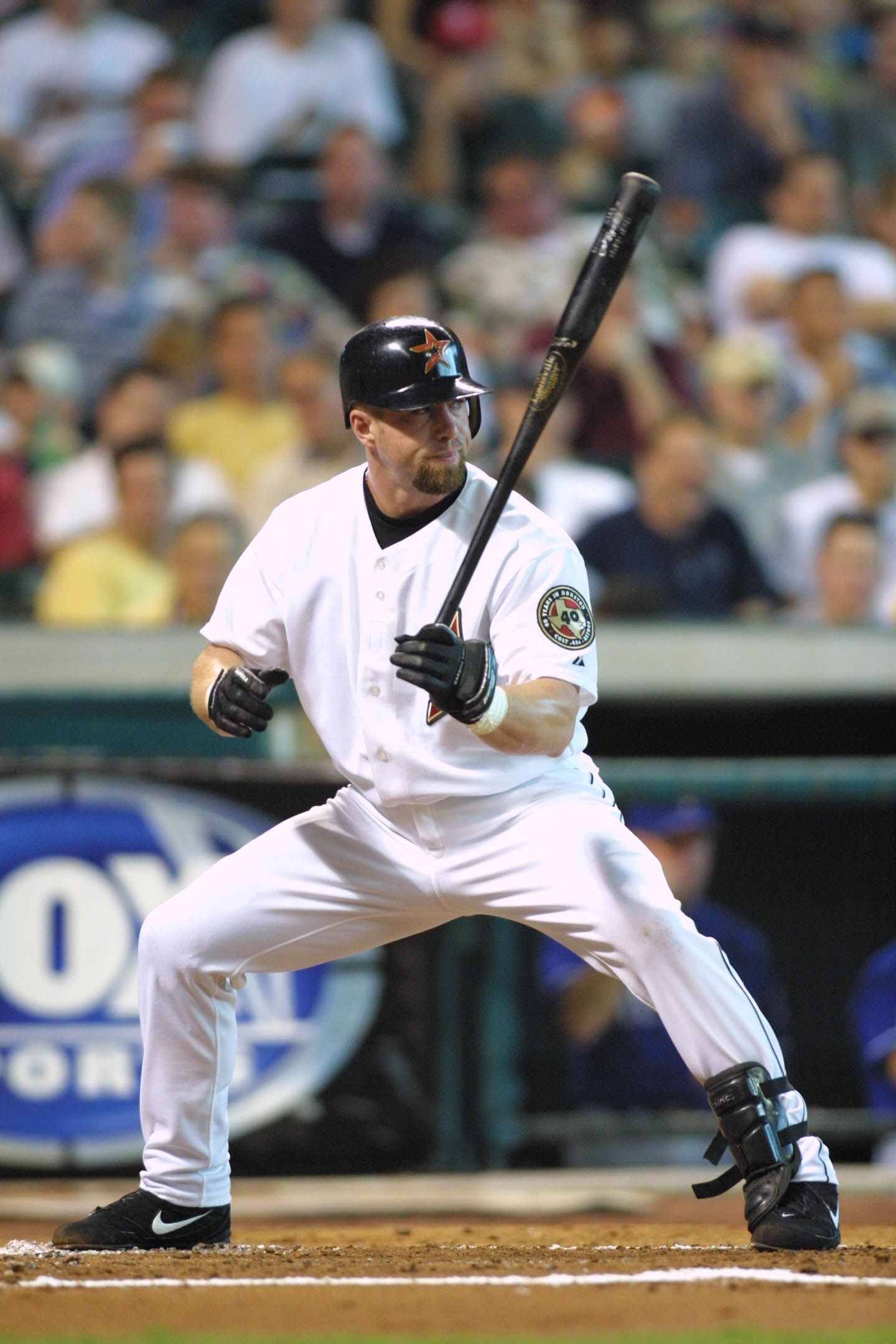 16 Jun 2001: Jeff Bagwell of the Houston Astros stands at bat against the Texas Rangers during the game at Enron Field in Houston, Texas. The Astros defeated the Rangers 2-1. DIGITAL IMAGE. Mandatory Credit: Ronald Martinez/Allsport