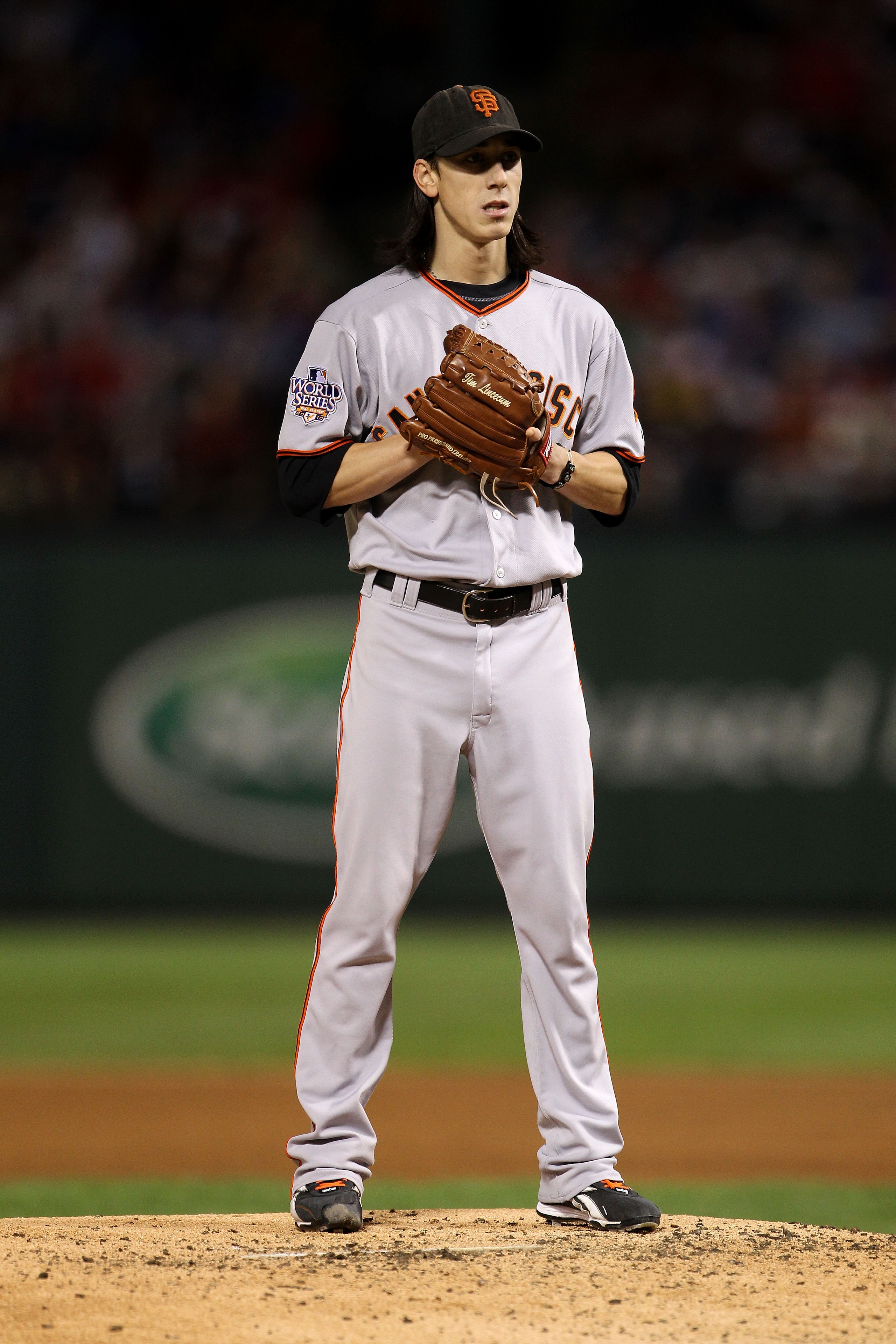 ARLINGTON, TX - NOVEMBER 01: Starting pitcher Tim Lincecum #55 of the San Francisco Giants pitches against the Texas Rangers in Game Five of the 2010 MLB World Series at Rangers Ballpark in Arlington on November 1, 2010 in Arlington, Texas. (Photo by Do ARLINGTON, TX - NOVEMBER 01: Starting pitcher Tim Lincecum #55 of the San Francisco Giants pitches against the Texas Rangers in Game Five of the 2010 MLB World Series at Rangers Ballpark in Arlington on November 1, 2010 in Arlington, Texas. (Photo by Do