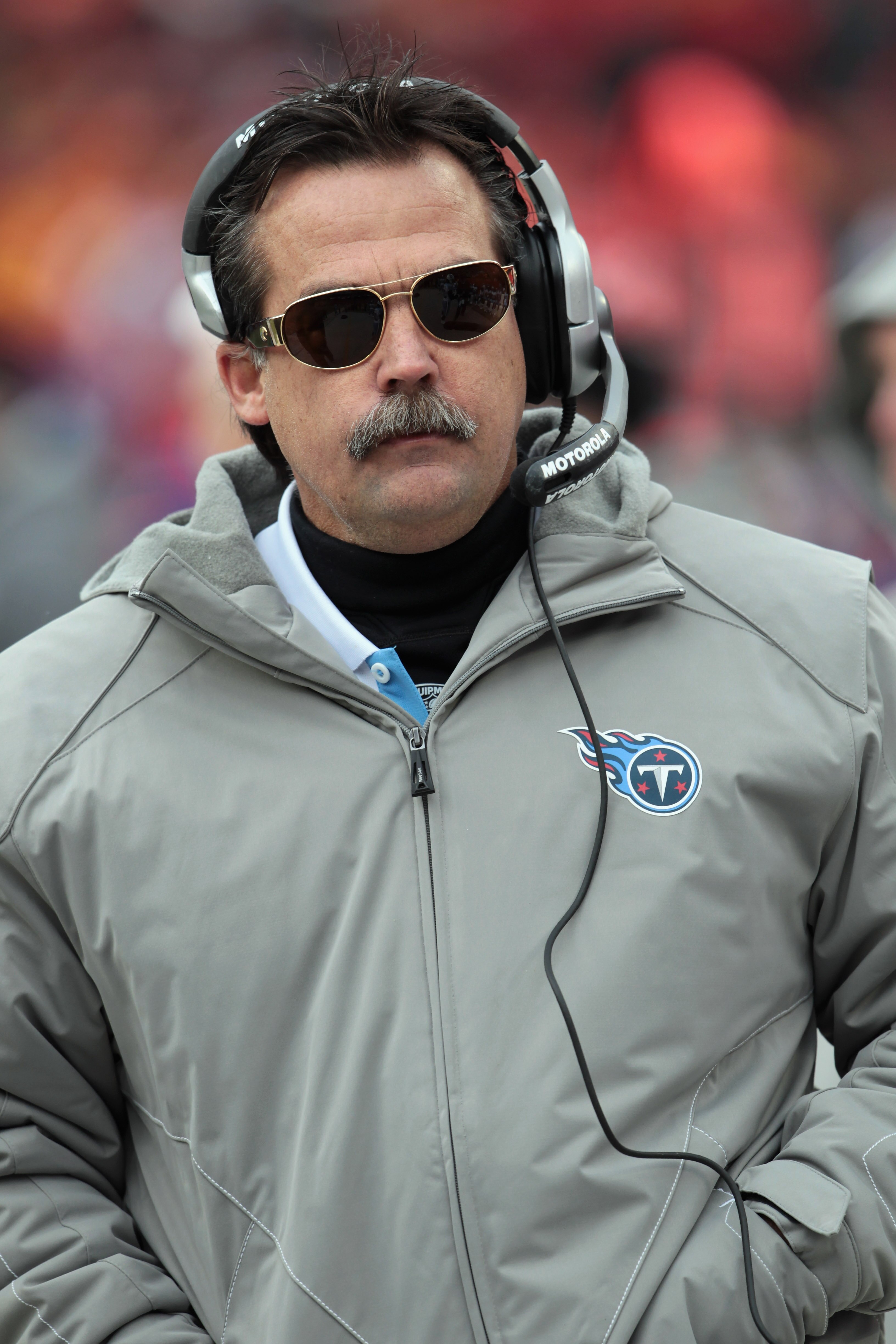 KANSAS CITY, MO - DECEMBER 26:  Head coach Jeff Fisher of the Tennessee Titans looks on from the sidelines during the game against the Kansas City Chiefs on December 26, 2010 at Arrowhead Stadium in Kansas City, Missouri.  (Photo by Jamie Squire/Getty Ima