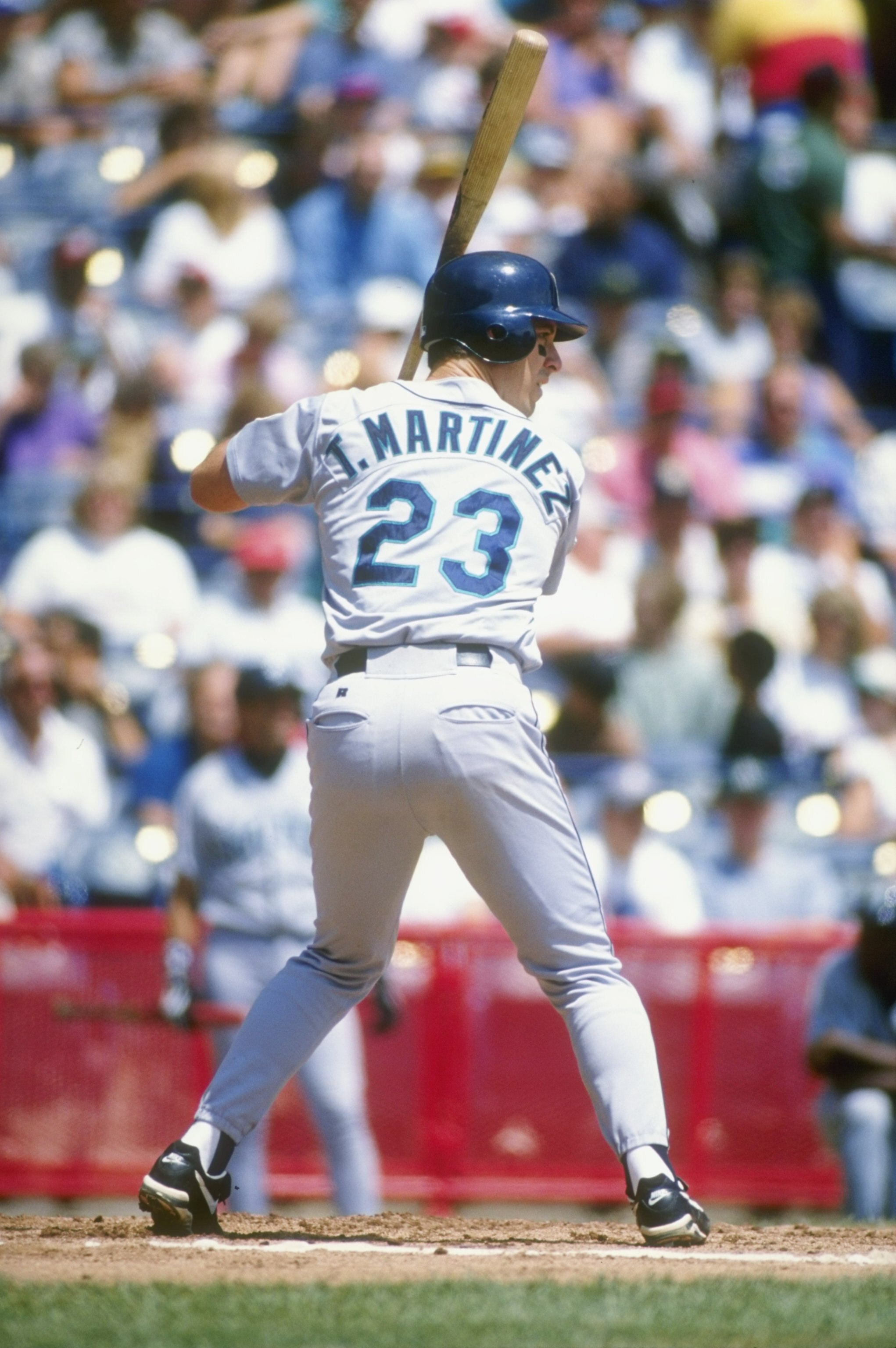 20 Jul 1995:  Tino Martinez of the Seattle Mariners at bat during their 4-2 win over the Milwaukee Brewers at Milwaukee County Stadium in Milwaukee, Wisconsin. Mandatory Credit: Jonathan Daniel  /Allsport