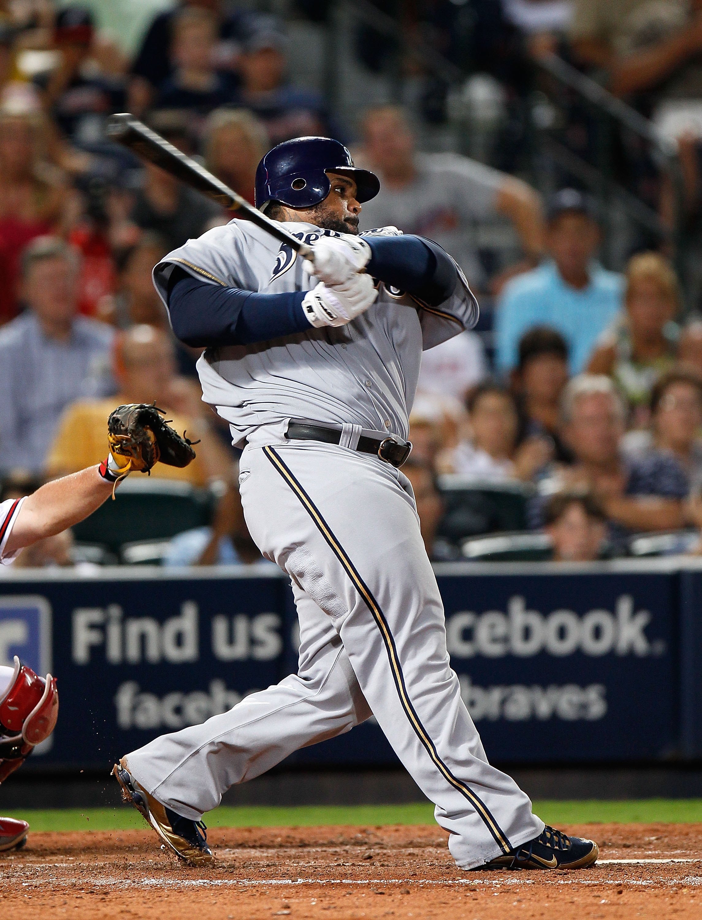 ATLANTA - JULY 15:  Prince Fielder #28 of the Milwaukee Brewers against the Atlanta Braves at Turner Field on July 15, 2010 in Atlanta, Georgia.  (Photo by Kevin C. Cox/Getty Images)