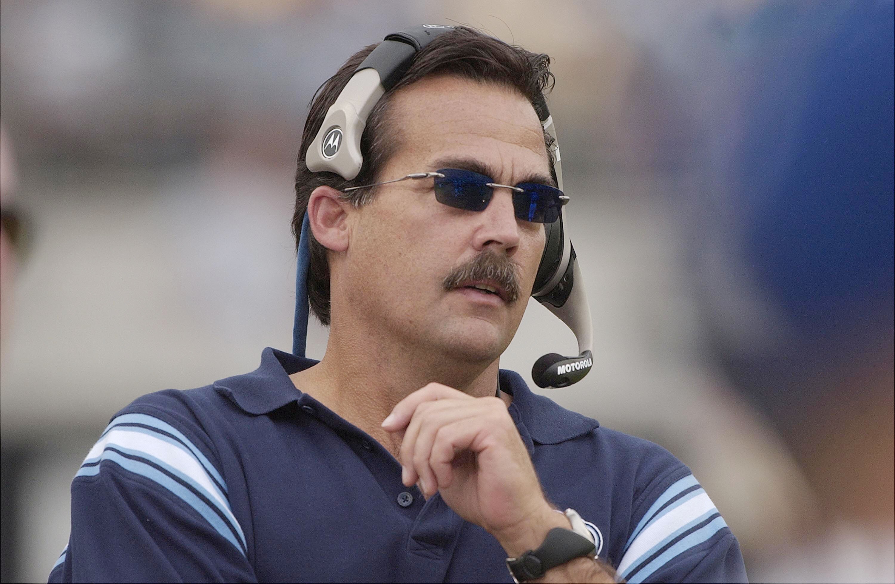 JACKSONVILLE, FL - OCTOBER 26:  Head coach Jeff Fisher of the Tennessee Titans looks on during his team's game against the Jacksonville Jaguars on October 26, 2003 at ALLTEL Stadium in Jacksonville, Florida. Tennessee won the game 30-17.  (Photo by Scott