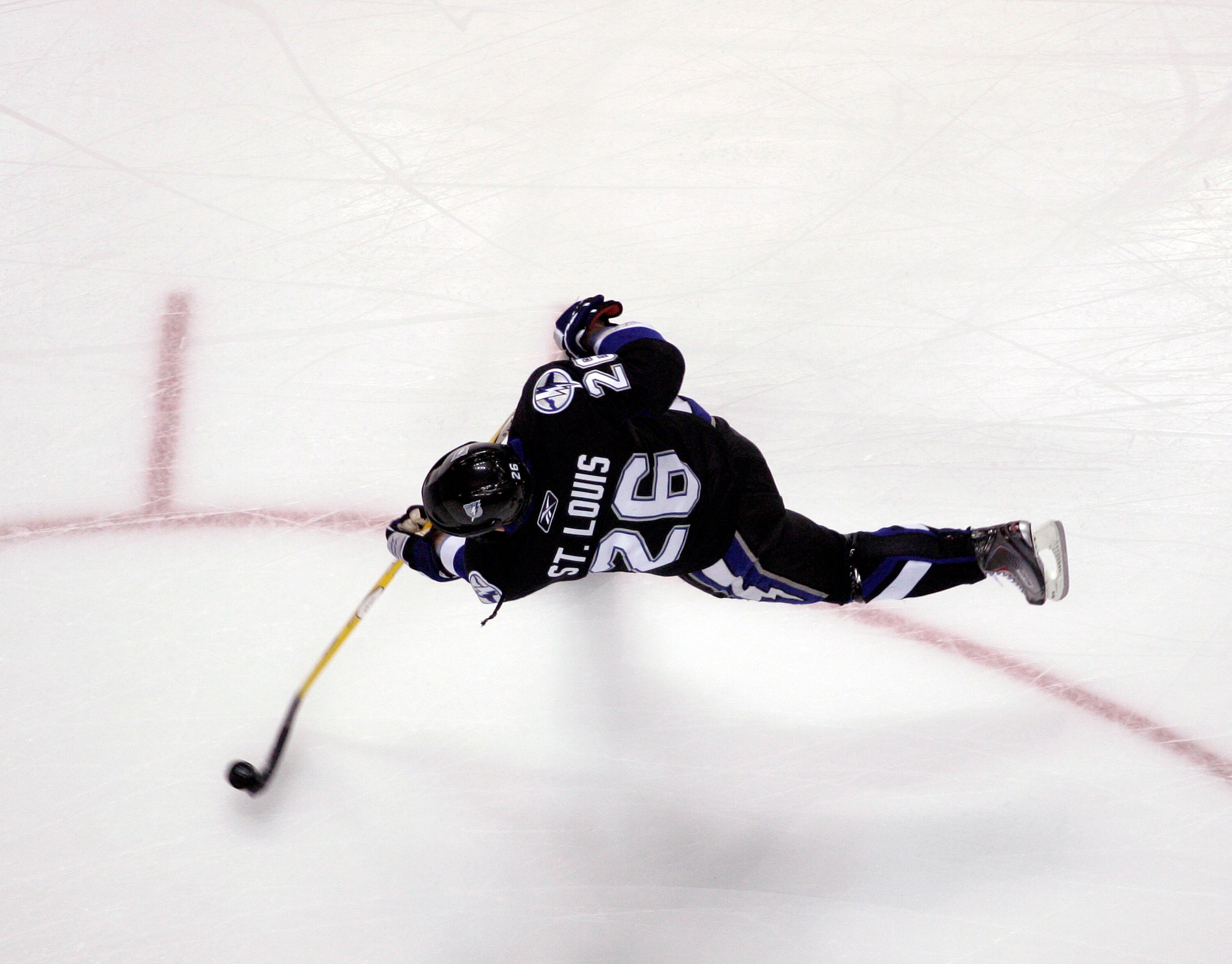 TAMPA, FL - JANUARY 25:  Martin St. Louis #26 of the Tampa Bay Lightning warms up prior to play against the Toronto Maple Leafs at St. Pete Times Forum on January 25, 2011 in Tampa, Florida.  (Photo by Justin K. Aller/Getty Images)