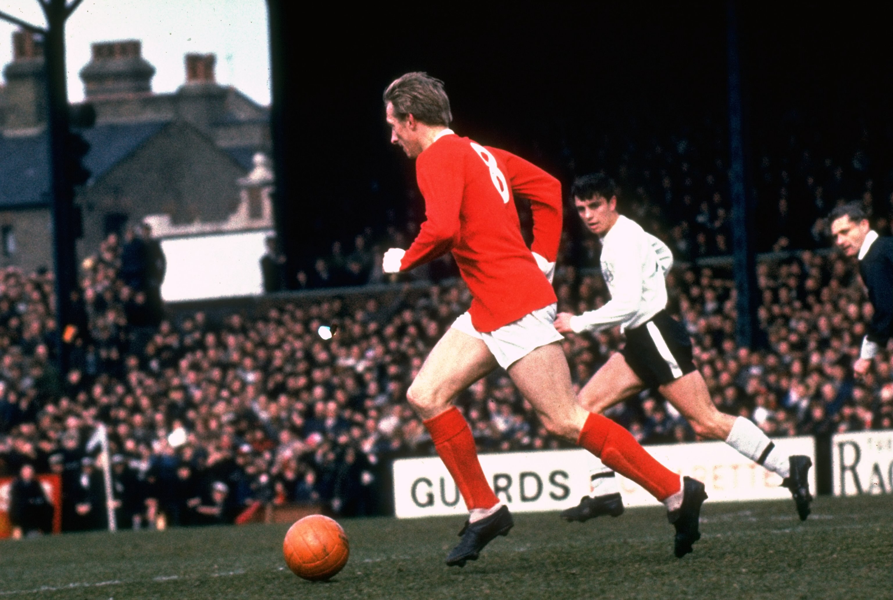 1965:  Denis Law of Manchester United in action during the League Division One match against Fulham at Craven Cottage in London. \ Mandatory Credit: Allsport UK /Allsport