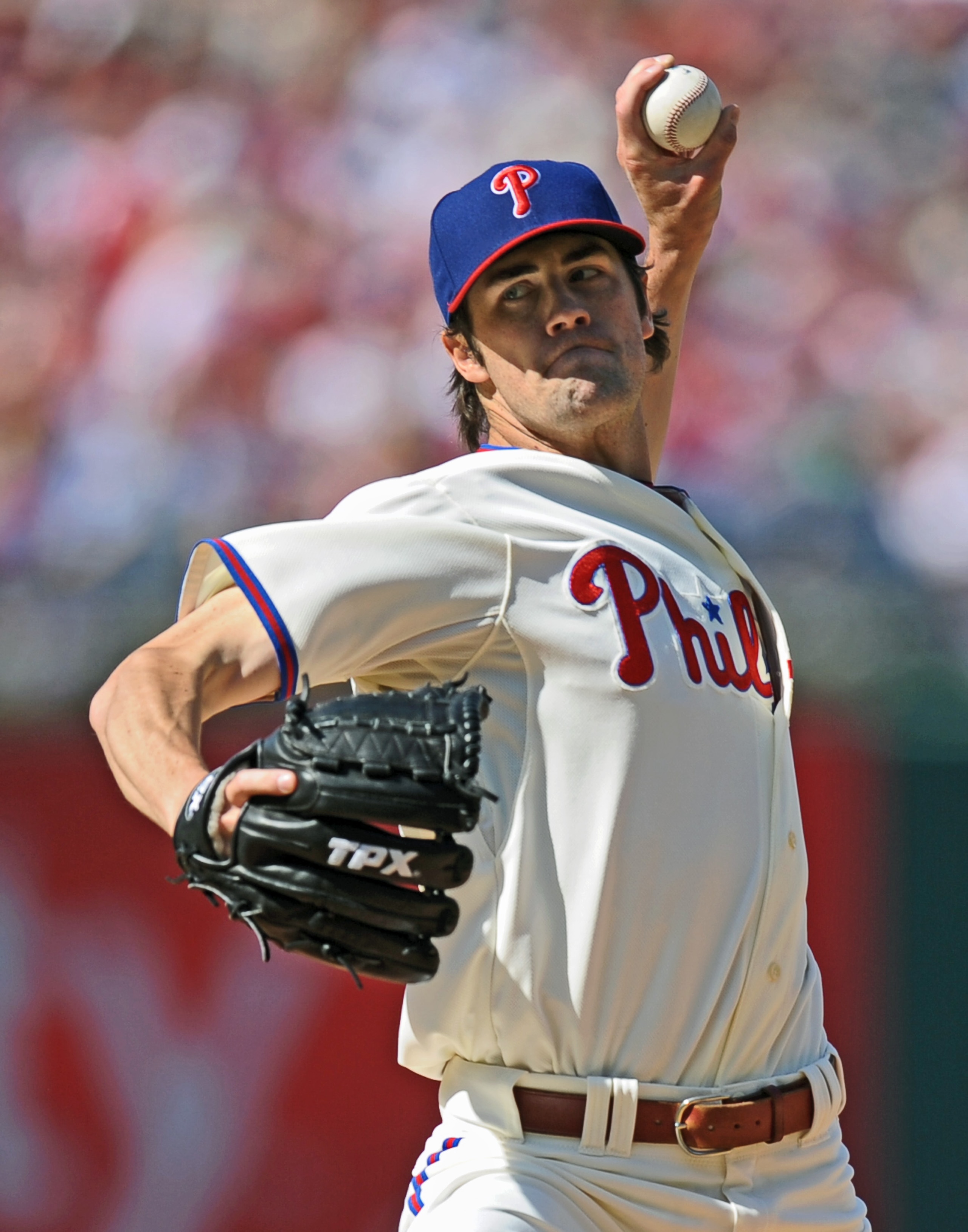 PHILADELPHIA - APRIL 12: Starting pitcher Cole Hamels #35 of the Philadelphia Phillies throws the first pitch during the game against the  Washington Nationals on Opening Day at Citizens Bank Park on April 12, 2010 in Philadelphia, Pennsylvania. (Photo by