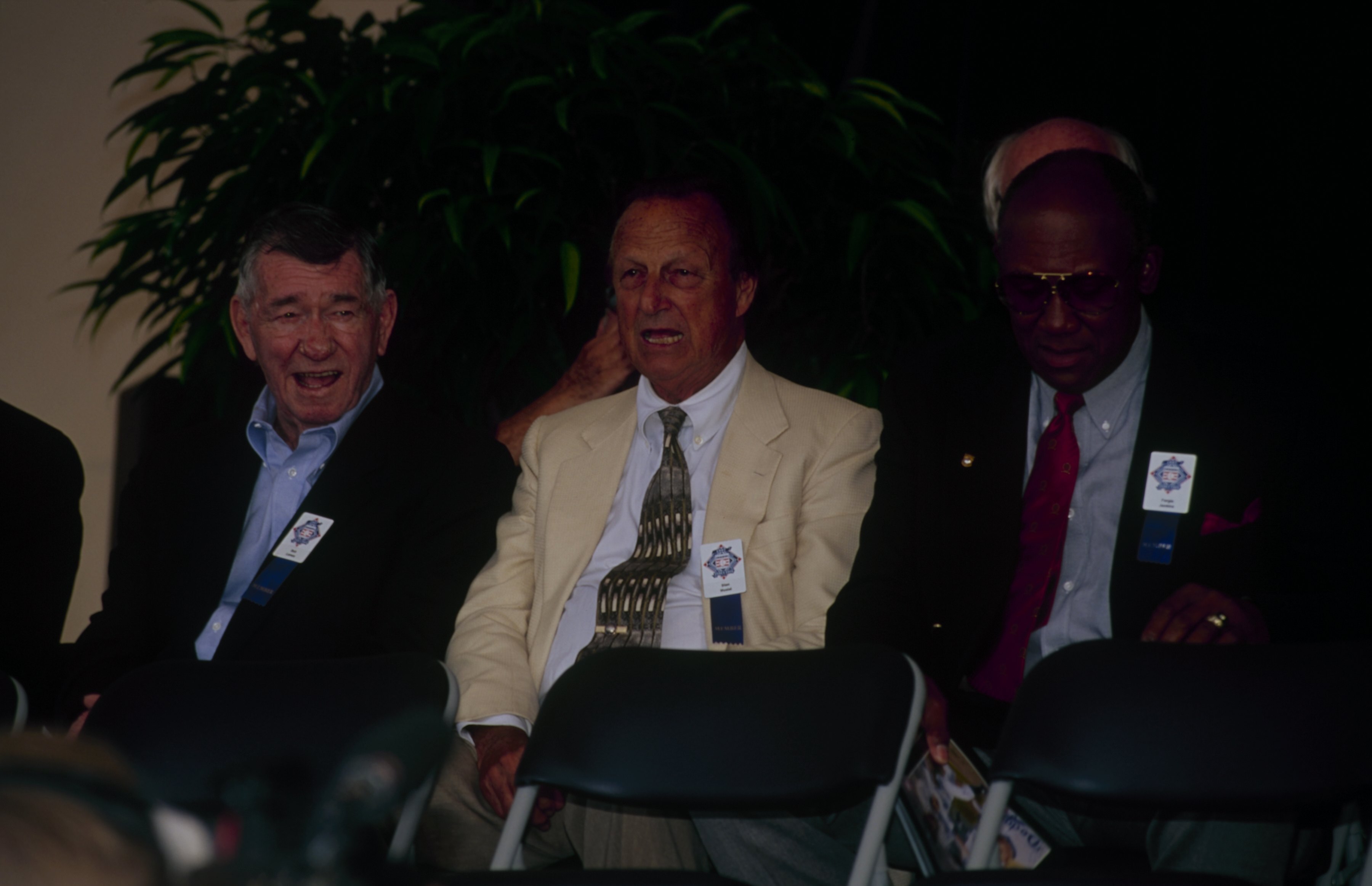 COOPERSTOWN, NY - AUGUST 3: (L) Bob Lemon, Stan Musial and Fergie Jenkins attend the 1997 Hall of Fame Induction Ceremony at Clark Sports Center on August 3.1997 in Cooperstown, New York. ( Photo by: Tomasso Derosa/Getty Images)