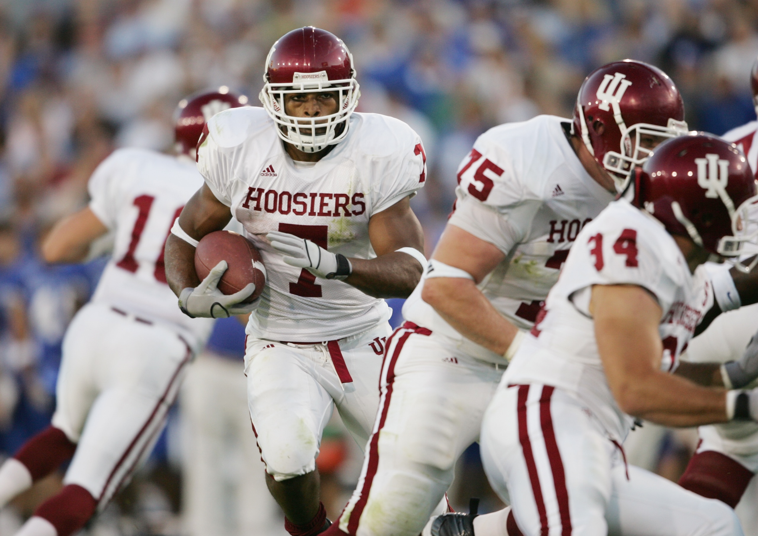 LEXINGTON, KY - SEPTEMBER 18:  BenJarvus Green-Ellis #7 of the Indiana Hoosiers carries the ball during the game against the Kentucky Wildcats on September 18, 2004 at Commonwealth Stadium in Lexington, Kentucky. The Wildcats 51-32. (Photo by Andy Lyons/G