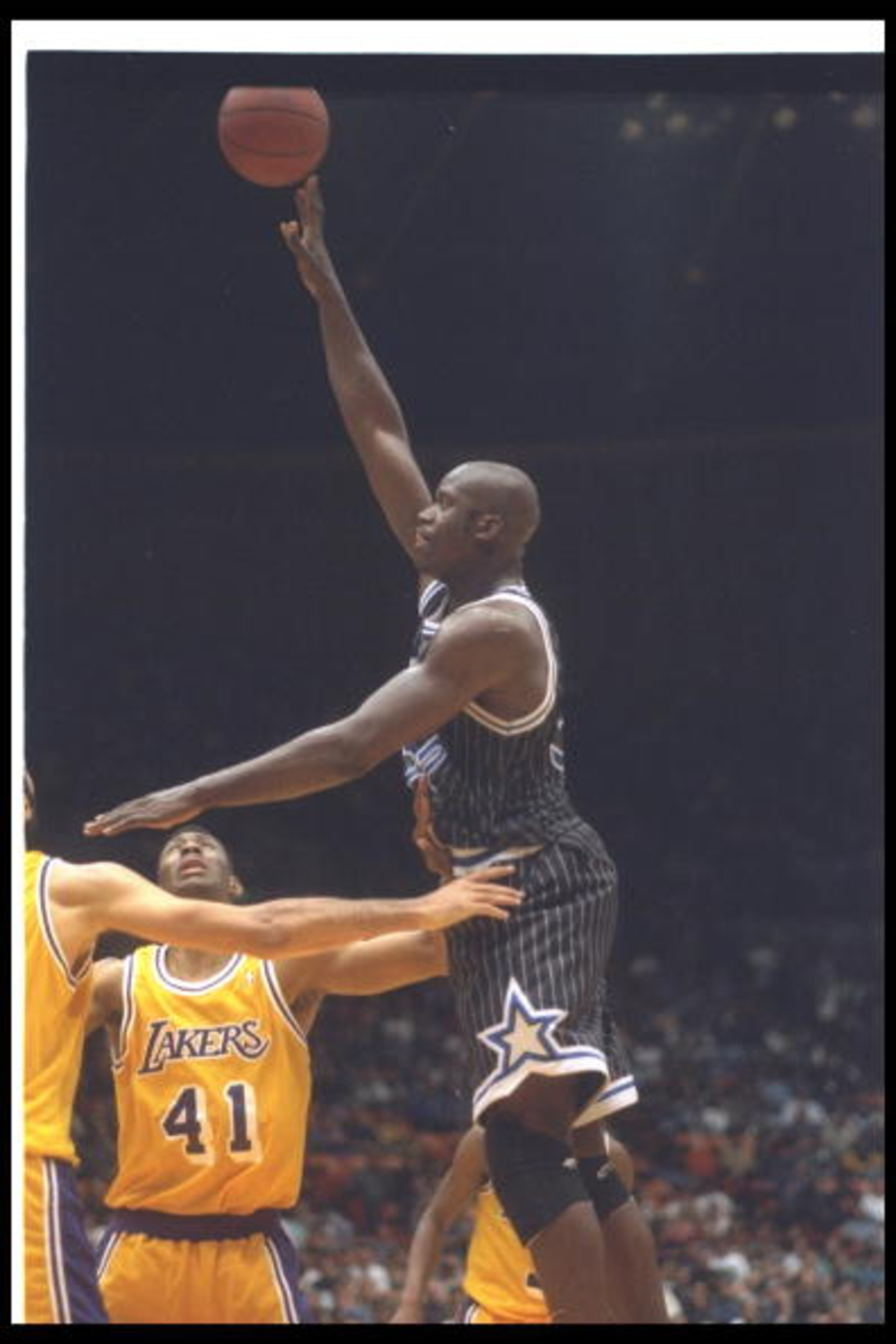 20 Mar 1994: Center Shaquille O''Neal of the Orlando Magic shoots the ball during a game against the Los Angeles Lakers at the Great Western Forum in Inglewood, California. Mandatory Credit: Stephen Dunn /Allsport Mandatory Credit: Stephen Dunn /Allspo 20 Mar 1994: Center Shaquille O''Neal of the Orlando Magic shoots the ball during a game against the Los Angeles Lakers at the Great Western Forum in Inglewood, California. Mandatory Credit: Stephen Dunn /Allsport Mandatory Credit: Stephen Dunn /Allspo