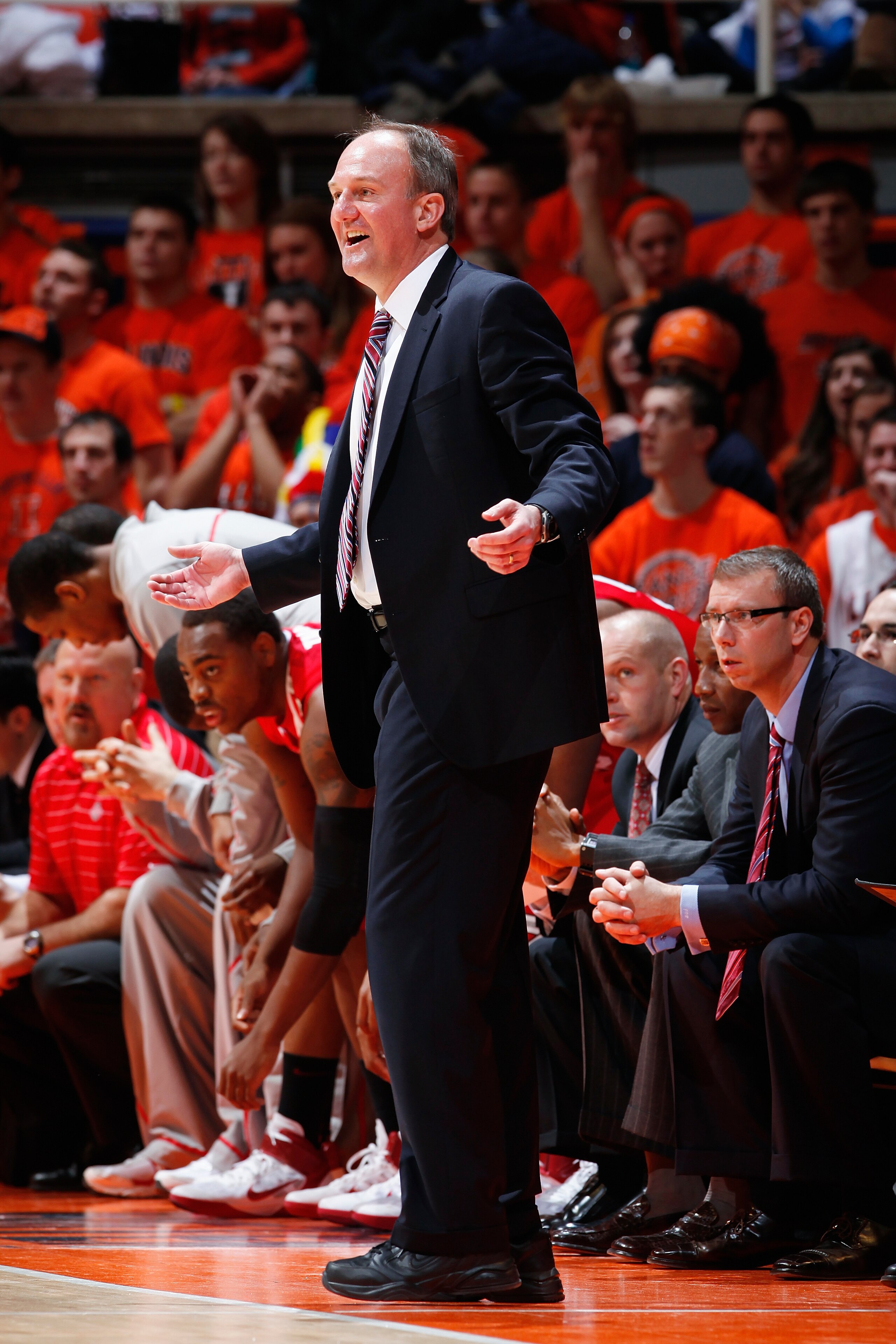 CHAMPAIGN, IL - JANUARY 22: Ohio State Buckeyes head coach Thad Matta looks on against the Illinois Fighting Illini at Assembly Hall on January 22, 2011 in Champaign, Illinois. Ohio State won 73-68. (Photo by Joe Robbins/Getty Images) CHAMPAIGN, IL - JANUARY 22: Ohio State Buckeyes head coach Thad Matta looks on against the Illinois Fighting Illini at Assembly Hall on January 22, 2011 in Champaign, Illinois. Ohio State won 73-68. (Photo by Joe Robbins/Getty Images)