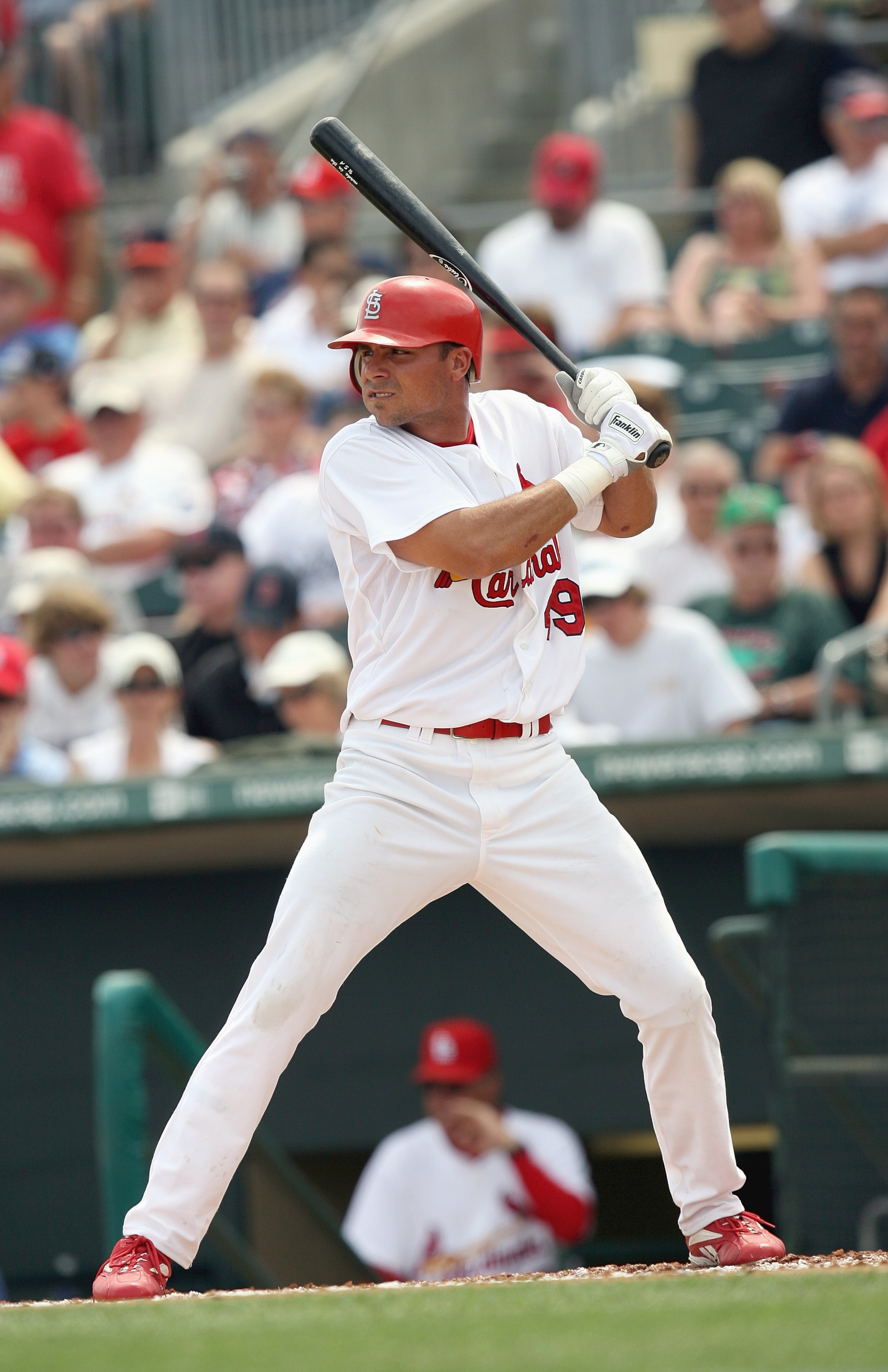 JUPITER, FL - MARCH 14:  Rick Ankiel #49 of the St. Louis Cardinals stands at bat against the Washington Nationals on March 14, 2007 at Roger Dean Stadium in Jupiter, Florida. The Nationals and Cardinals finished in a tie game in the 10th inning 2-2. (Pho