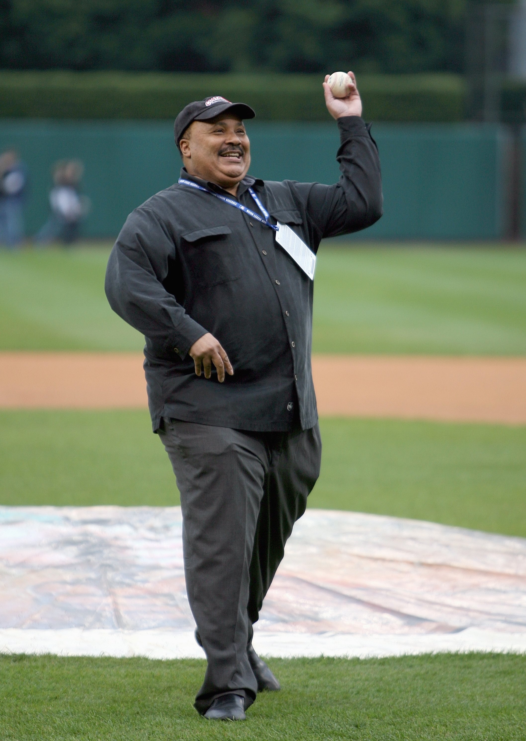 MEMPHIS, TN - MARCH 29: Martin Luther King III throws out the ceremonial first pitch before the Civil Rights Game at AutoZone Park March 29, 2008 in Memphis, Tennessee. (Photo by Andy Lyons/Getty Images)