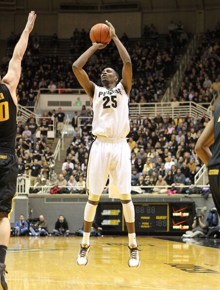 WEST LAFAYETTE, IN - JANUARY 09:  JaJuan Johnson #25 of the Purdue Boilermakers shoots the ball during the Big Ten Conference game against the Iowa Hawkeyes at Mackey Arena on January 9, 2011 in West Lafayette, Indiana.  Purdue won 75-52.  (Photo by Andy