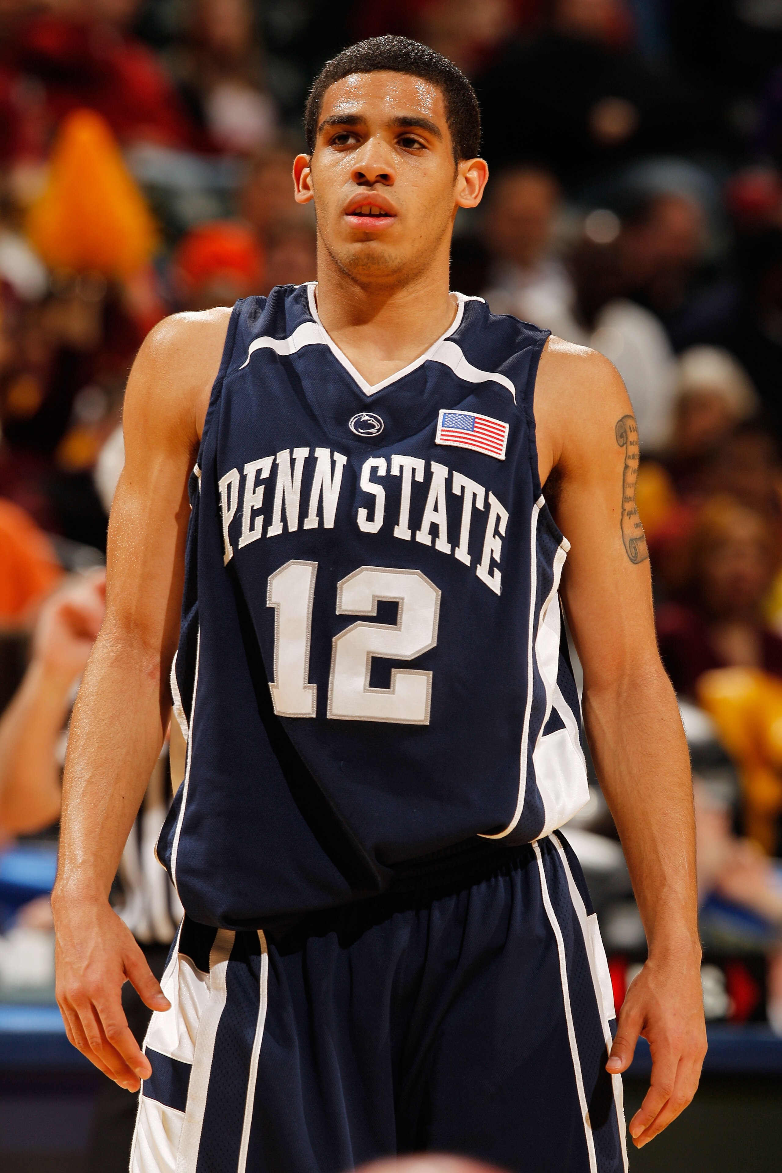 INDIANAPOLIS - MARCH 11: Guard Talor Battle #12 of the Penn State Nittany Lion stands on the court during the game against the Minnesota Golden Gophers in the first round of the Big Ten Men's Basketball Tournament at Conseco Fieldhouse on March 11, 2010 INDIANAPOLIS - MARCH 11: Guard Talor Battle #12 of the Penn State Nittany Lion stands on the court during the game against the Minnesota Golden Gophers in the first round of the Big Ten Men's Basketball Tournament at Conseco Fieldhouse on March 11, 2010
