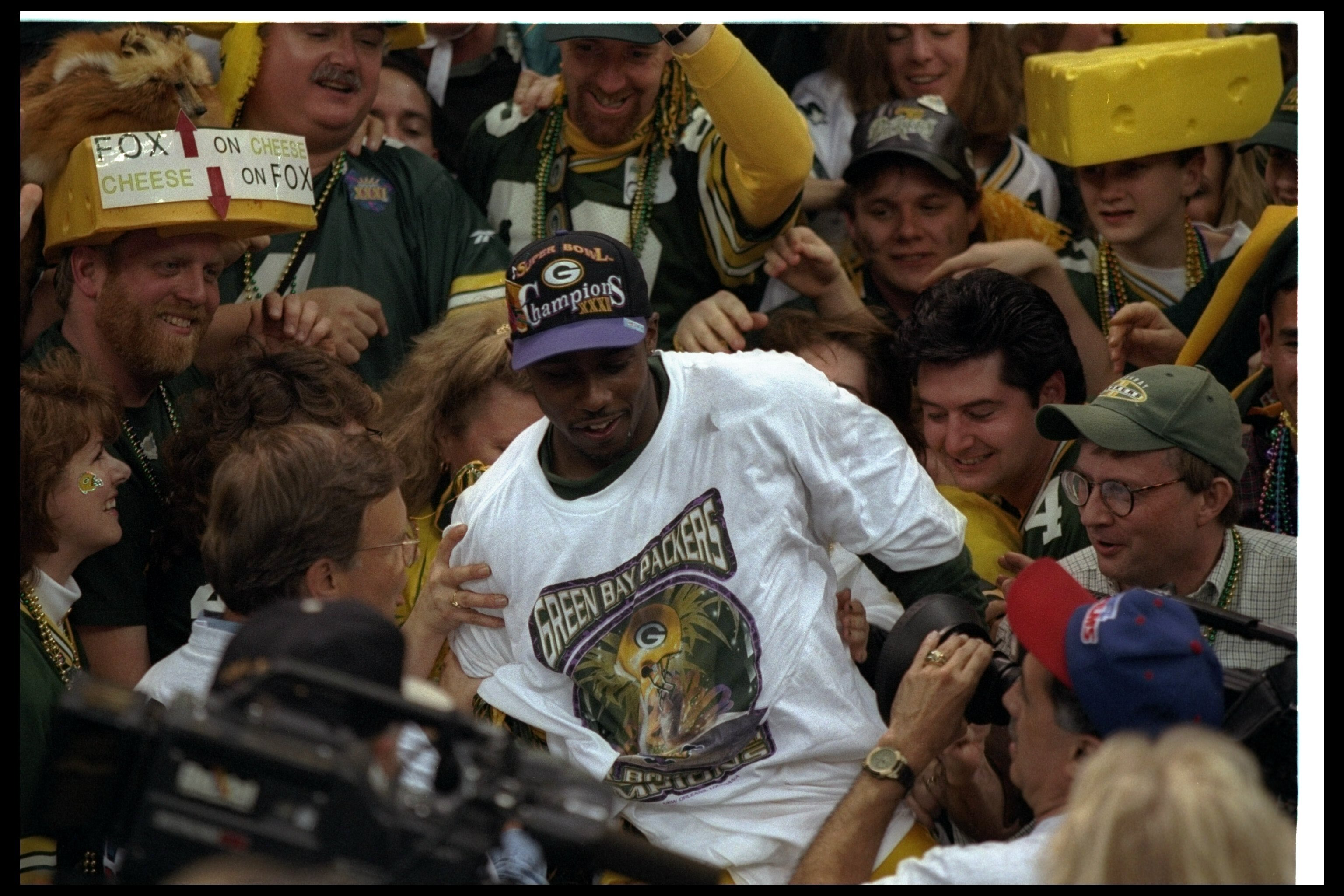 26 Jan 1997:  Wide receiver Desmond Howard of the Green Bay Packers celebrates after Super Bowl XXXI against the New England Patriots at the Superdome in New Orleans, Louisiana.  The Packers won the game, 35-21. Mandatory Credit: Al Bello  /Allsport