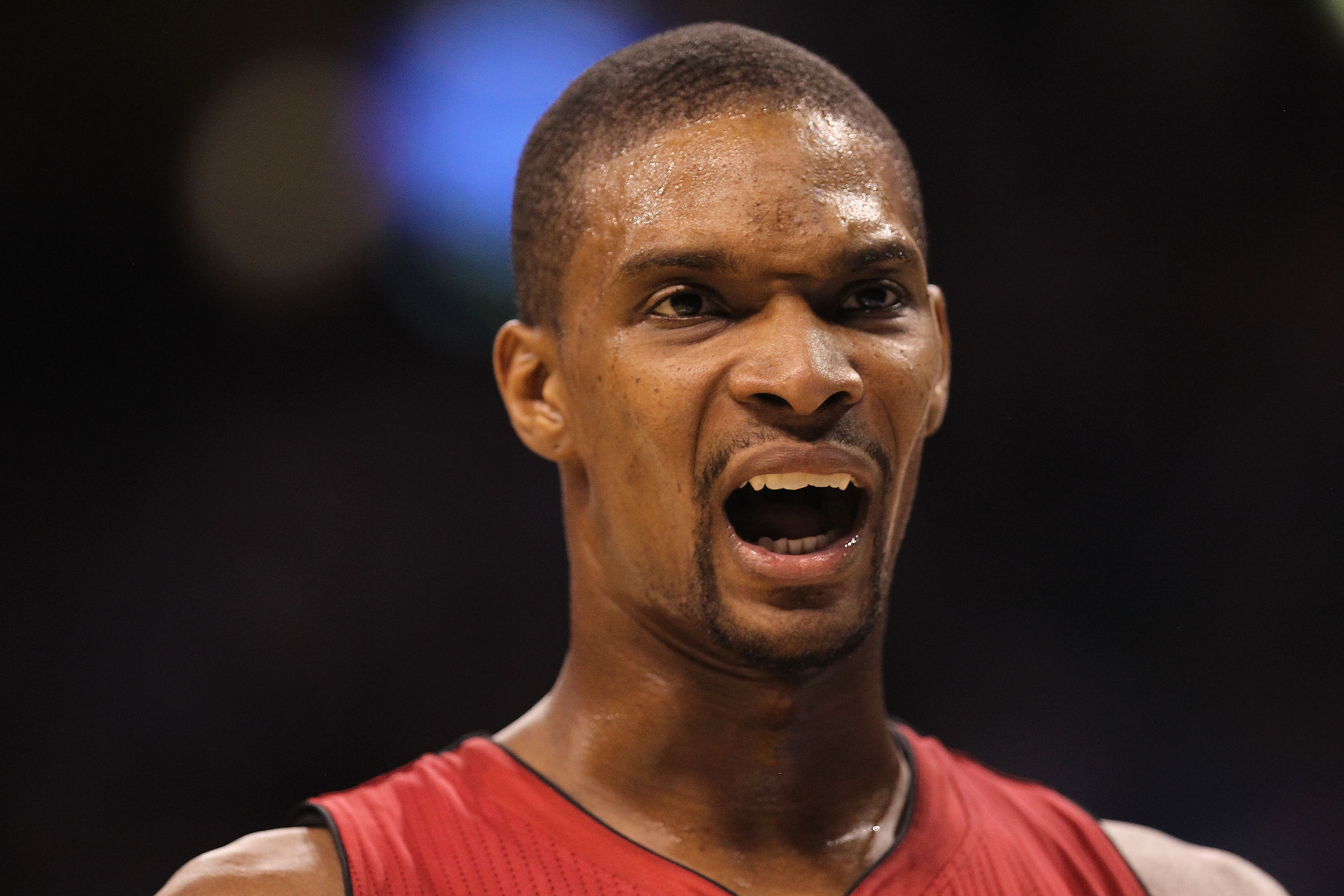 OKLAHOMA CITY, OK - JANUARY 30:  Chris Bosh #1 of the Miami Heat during play against the Oklahoma City Thunder at Ford Center on January 30, 2011 in Oklahoma City, Oklahoma.  NOTE TO USER: User expressly acknowledges and agrees that, by downloading and or