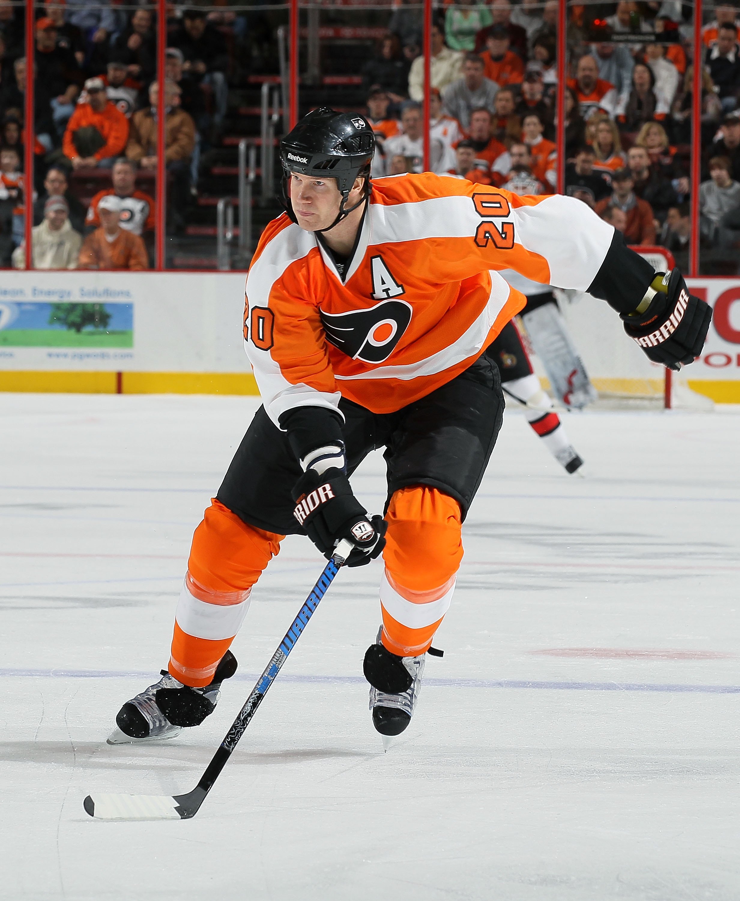 PHILADELPHIA, PA - JANUARY 20:  Chris Pronger #20 of the Philadelphia Flyers skates against the Ottawa Senators on January 20, 2011 at Wells Fargo Center in Philadelphia, Pennsylvania.  (Photo by Jim McIsaac/Getty Images)