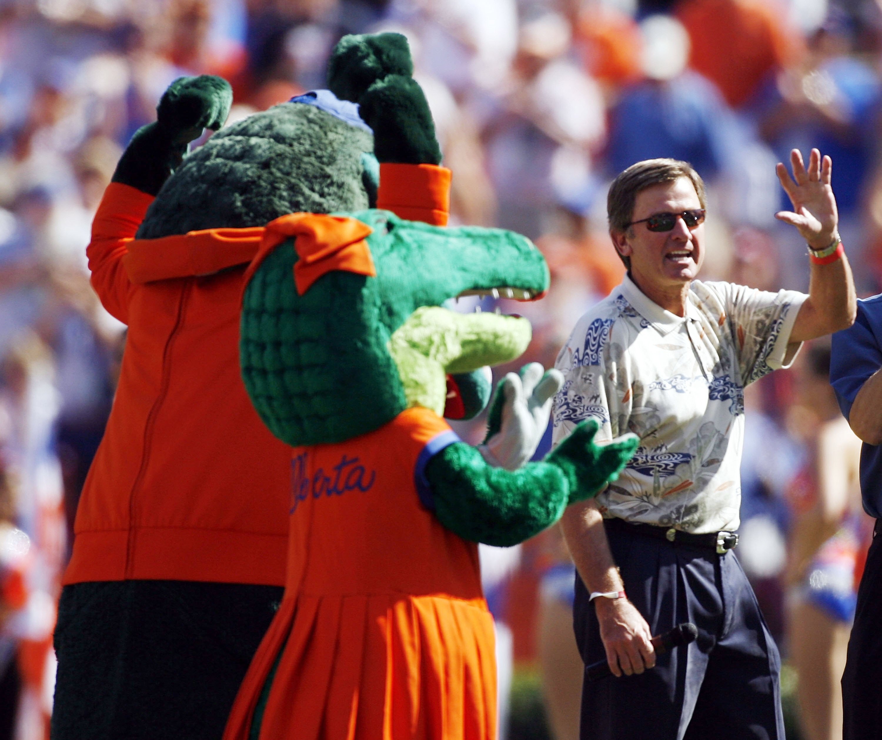 GAINESVILLE, FL - SEPTEMBER 30:  Former Florida  Gators head coach Steve Spurrier is honored prior to a game against theAlabama Crimson Tide at Ben Hill Griffin Stadium at Florida Field September 30, 2006 in Gainsville, Florida.  Spurrier who now coaches