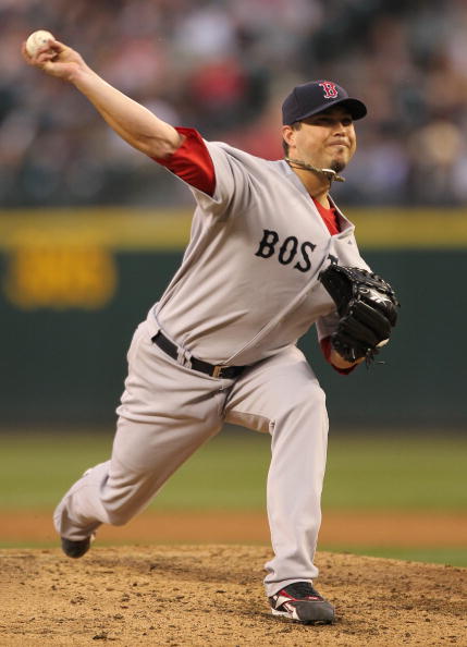 SEATTLE - JULY 23: Starting pitcher Josh Beckett #19 of the Boston Red Sox pitches against the Seattle Mariners at Safeco Field on July 23, 2010 in Seattle, Washington. (Photo by Otto Greule Jr/Getty Images)