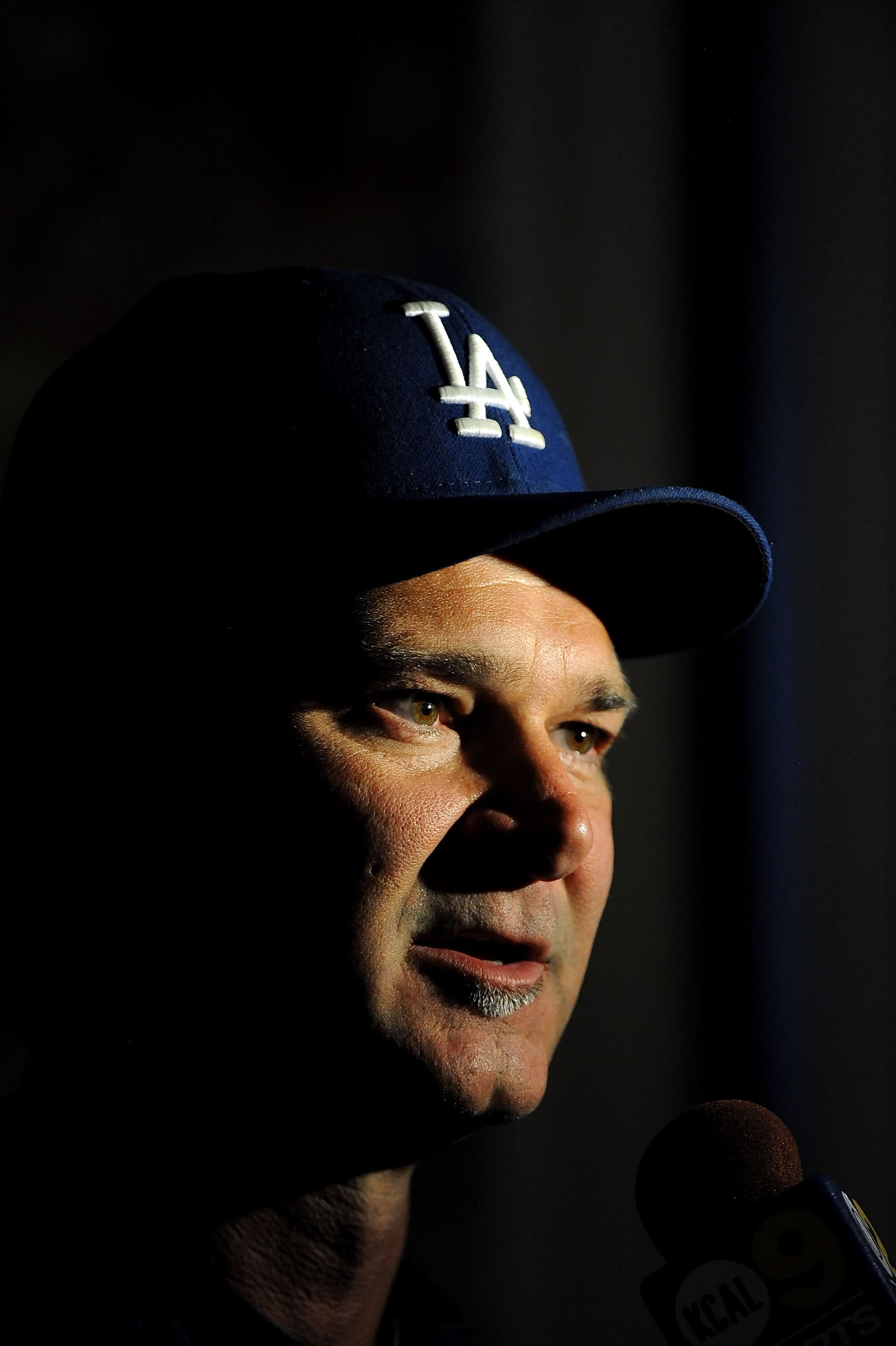 LOS ANGELES, CA - SEPTEMBER 17:  Coach Don Mattingly of the Los Angeles Dodgers is interviewed after a press conference announcing that Mattingly will manage the Dodgers in 2011 at Dodger Stadium on September17, 2010 in Los Angeles, California.  (Photo by