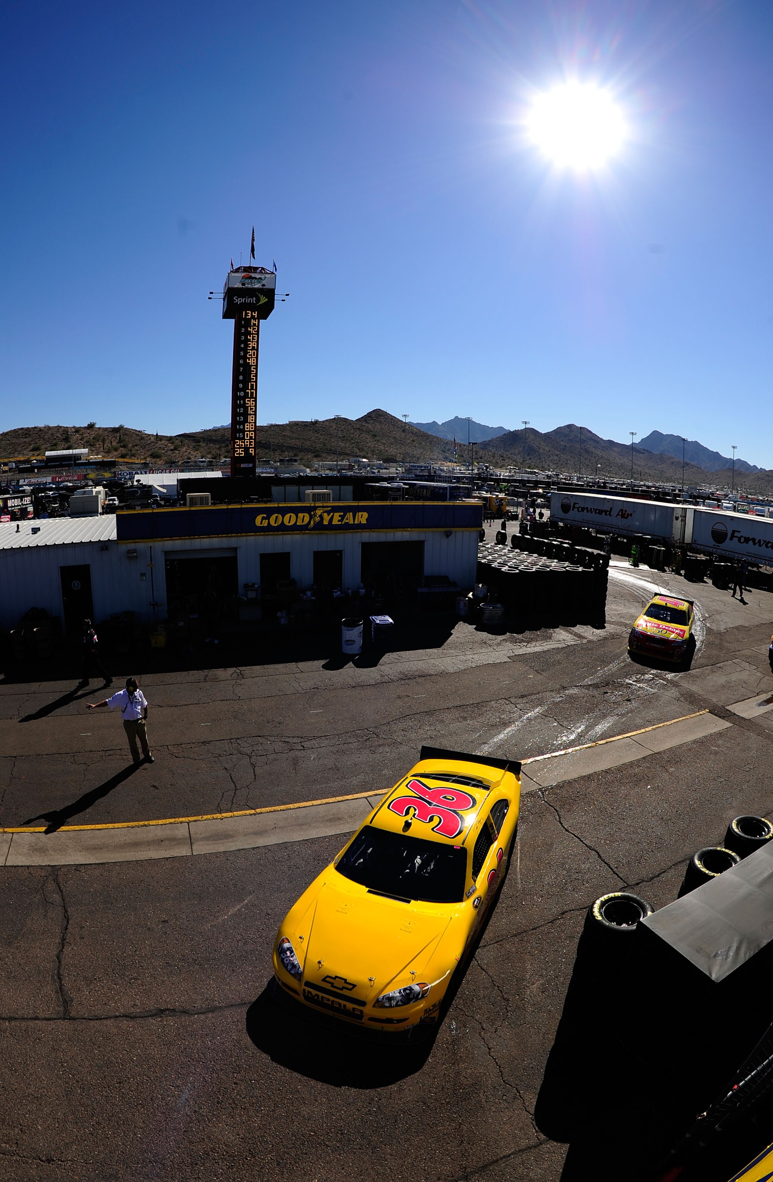 AVONDALE, AZ - NOVEMBER 12: Dave Blaney, driver of the #36 Tommy Baldwin Racing Chevrolet, drives in the garage area during practice for the NASCAR Sprint Cup Series Kobalt Tools 500 at Phoenix International Raceway on November 12, 2010 in Avondale, Ariz AVONDALE, AZ - NOVEMBER 12: Dave Blaney, driver of the #36 Tommy Baldwin Racing Chevrolet, drives in the garage area during practice for the NASCAR Sprint Cup Series Kobalt Tools 500 at Phoenix International Raceway on November 12, 2010 in Avondale, Ariz