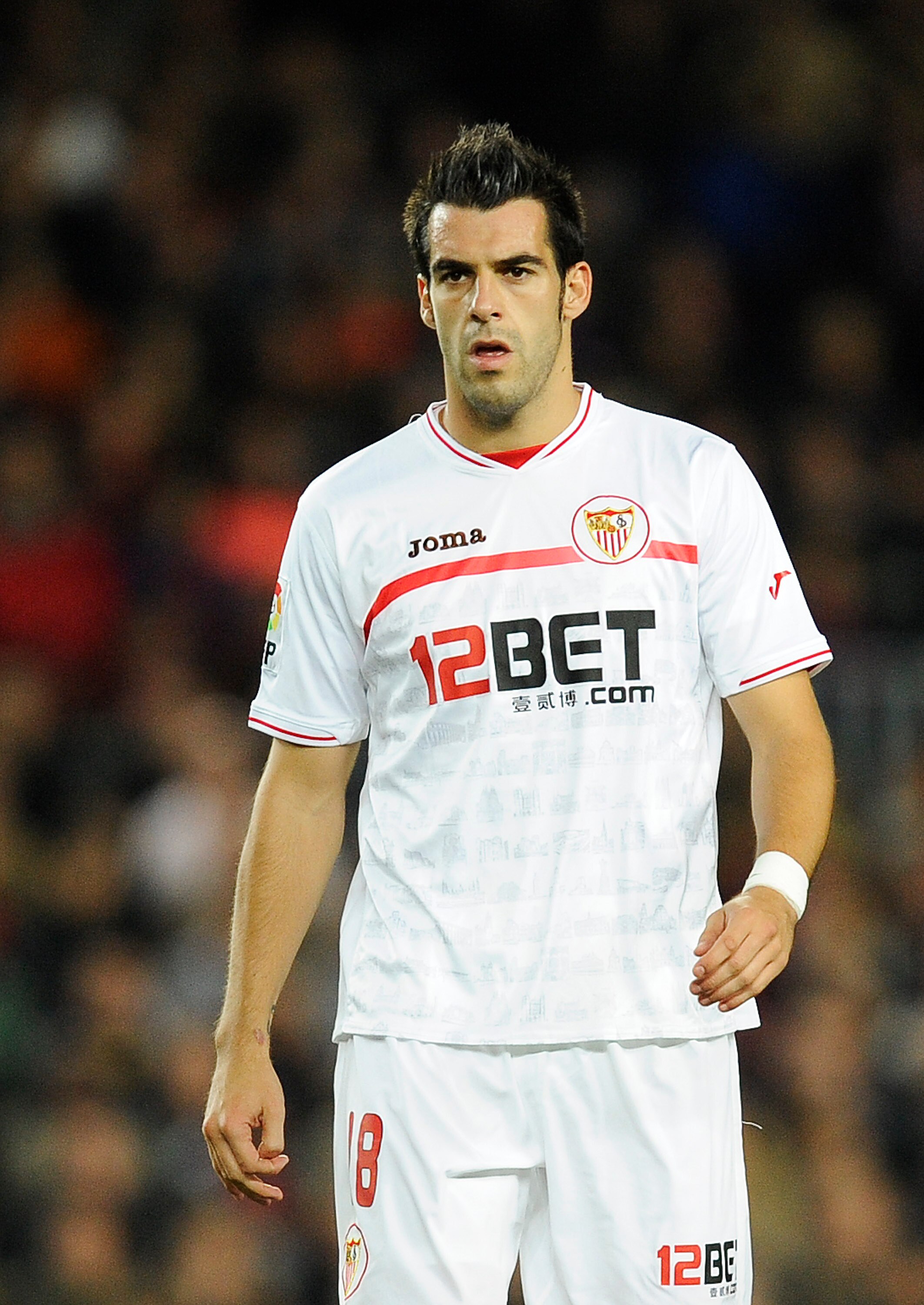 BARCELONA, SPAIN - OCTOBER 30:  Alvaro Negredo of Sevilla FC looks on during the La Liga match between Barcelona and Sevilla FC on October 30, 2010 in Barcelona, Spain. Barcelona won the match 5-0.  (Photo by David Ramos/Getty Images)