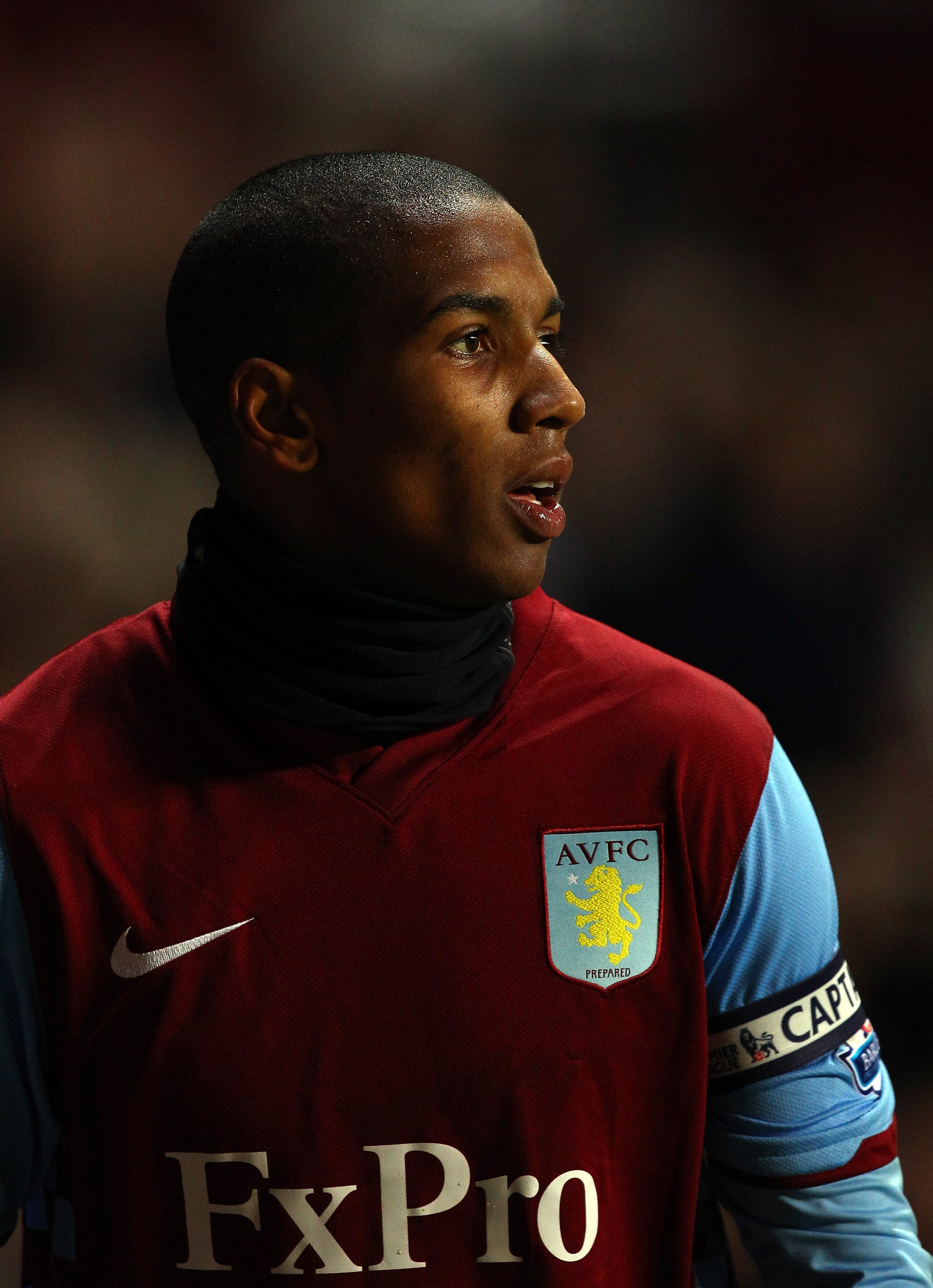 BIRMINGHAM, ENGLAND - DECEMBER 11:  Ashley Young of Villa wears a snood around his neck during the Barclays Premier League match between Aston Villa and West Bromwich Albion at Villa Park on December 11, 2010 in Birmingham, England.  (Photo by Richard Hea