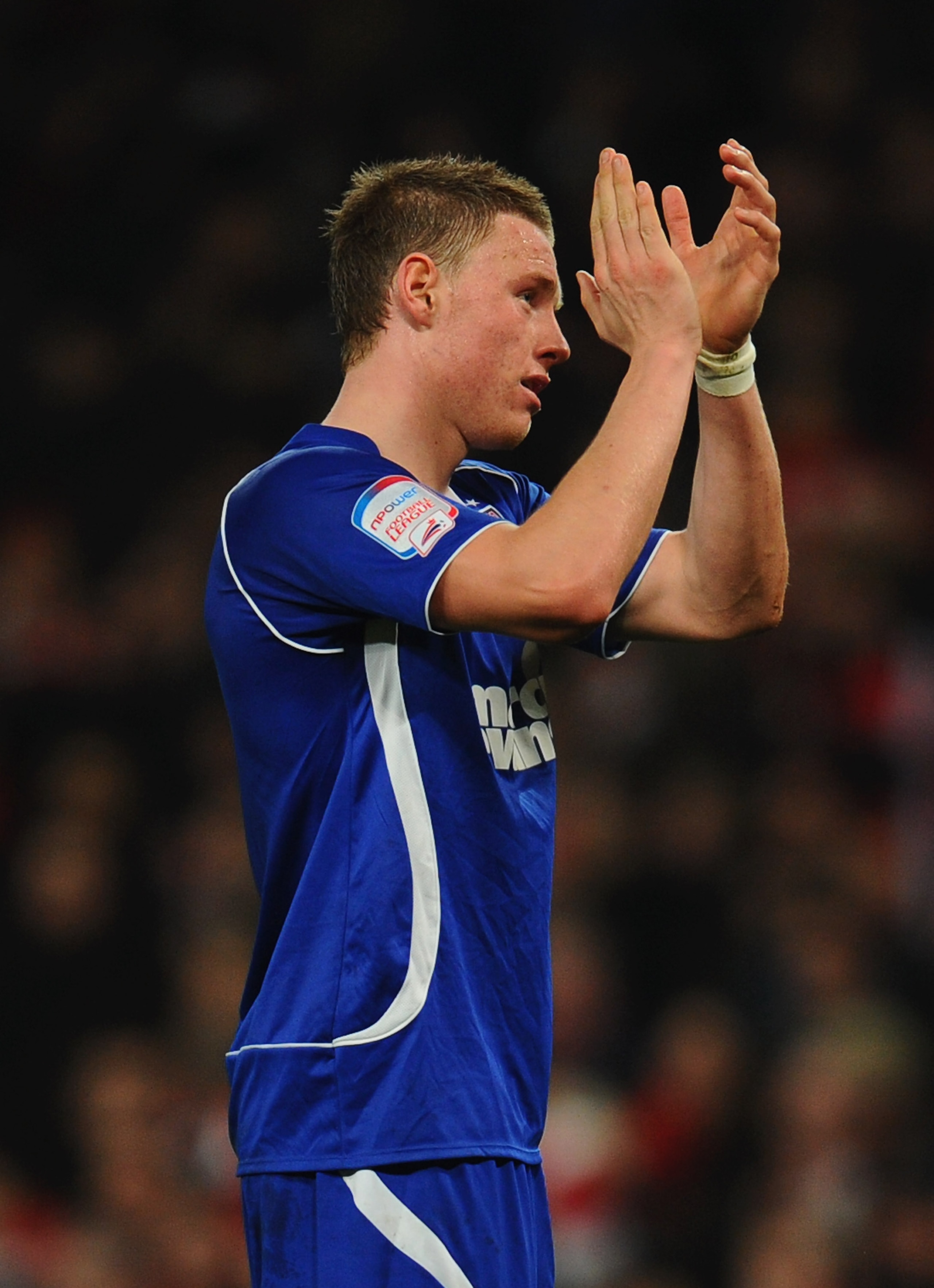 LONDON, ENGLAND - JANUARY 25:  Connor Wickham of Ipswich Town applauds the travelling fans after defeat duirng the Carling Cup Semi Final Second Leg match between Arsenal and Ipswich Town at Emirates Stadium on January 25, 2011 in London, England.  (Photo