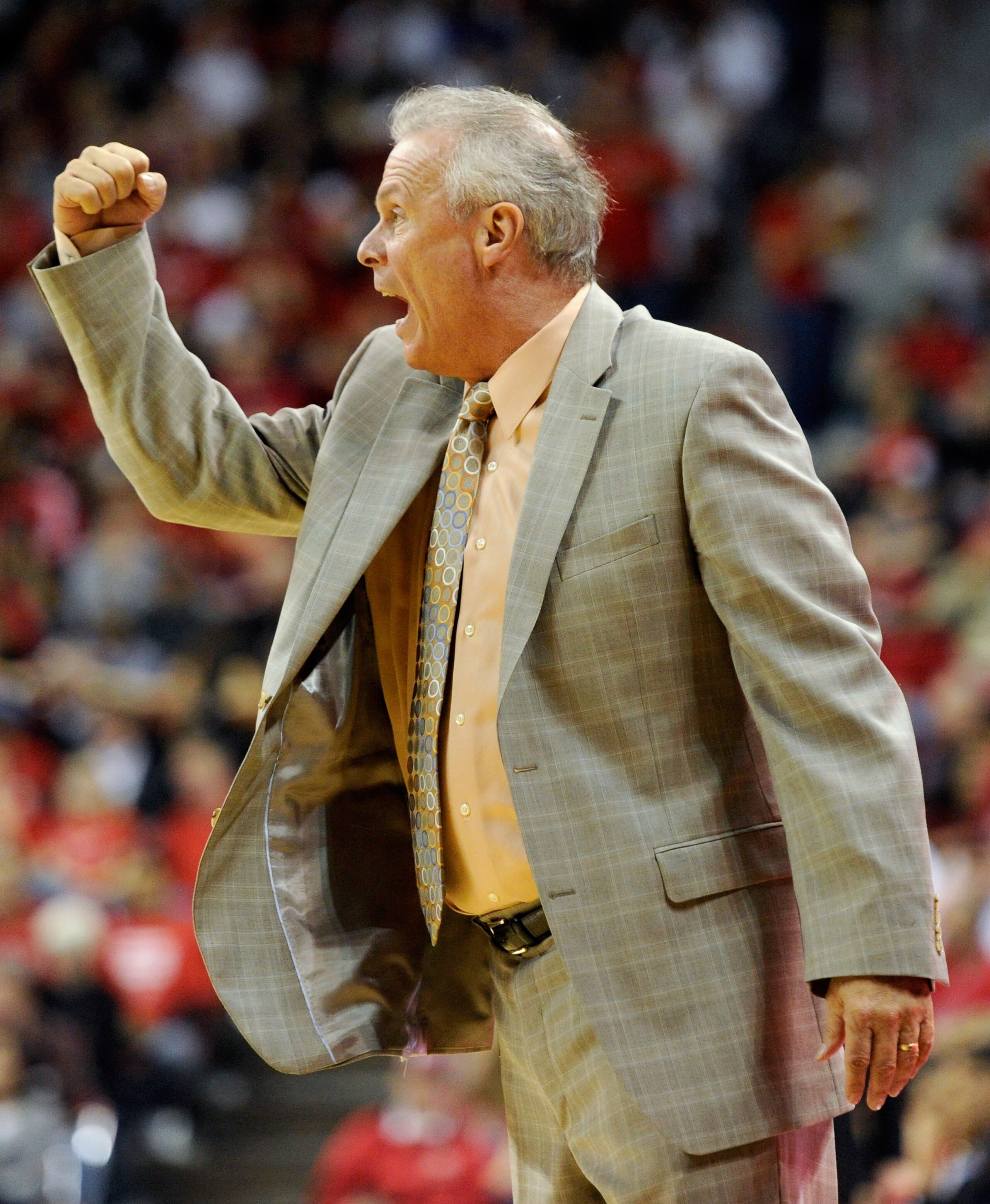 LAS VEGAS - NOVEMBER 20: Head coach Bo Ryan of the Wisconsin Badgers argues a referee's call during a game against the UNLV Rebels at the Thomas & Mack Center November 20, 2010 in Las Vegas, Nevada. UNLV won 68-65. (Photo by Ethan Miller/Getty Images) LAS VEGAS - NOVEMBER 20: Head coach Bo Ryan of the Wisconsin Badgers argues a referee's call during a game against the UNLV Rebels at the Thomas & Mack Center November 20, 2010 in Las Vegas, Nevada. UNLV won 68-65. (Photo by Ethan Miller/Getty Images)