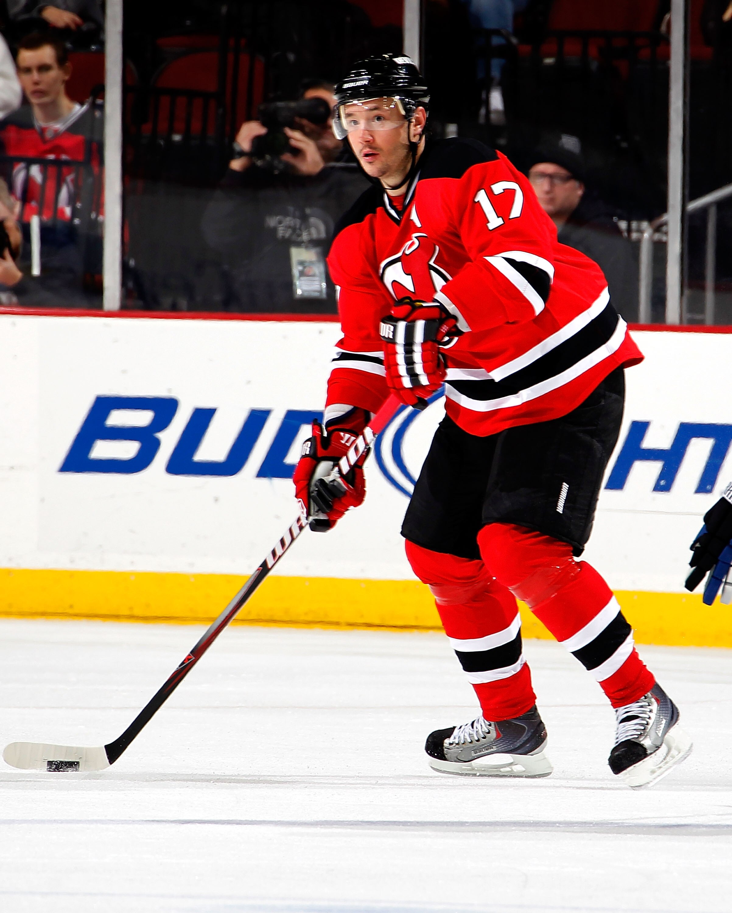 NEWARK, NJ - JANUARY 09: Ilya Kovalchuk #17 of the New Jersey Devils skates during an NHL hockey game against the Tampa Bay Lightning at the Prudential Center on January 9, 2011 in Newark, New Jersey.  (Photo by Paul Bereswill/Getty Images)
