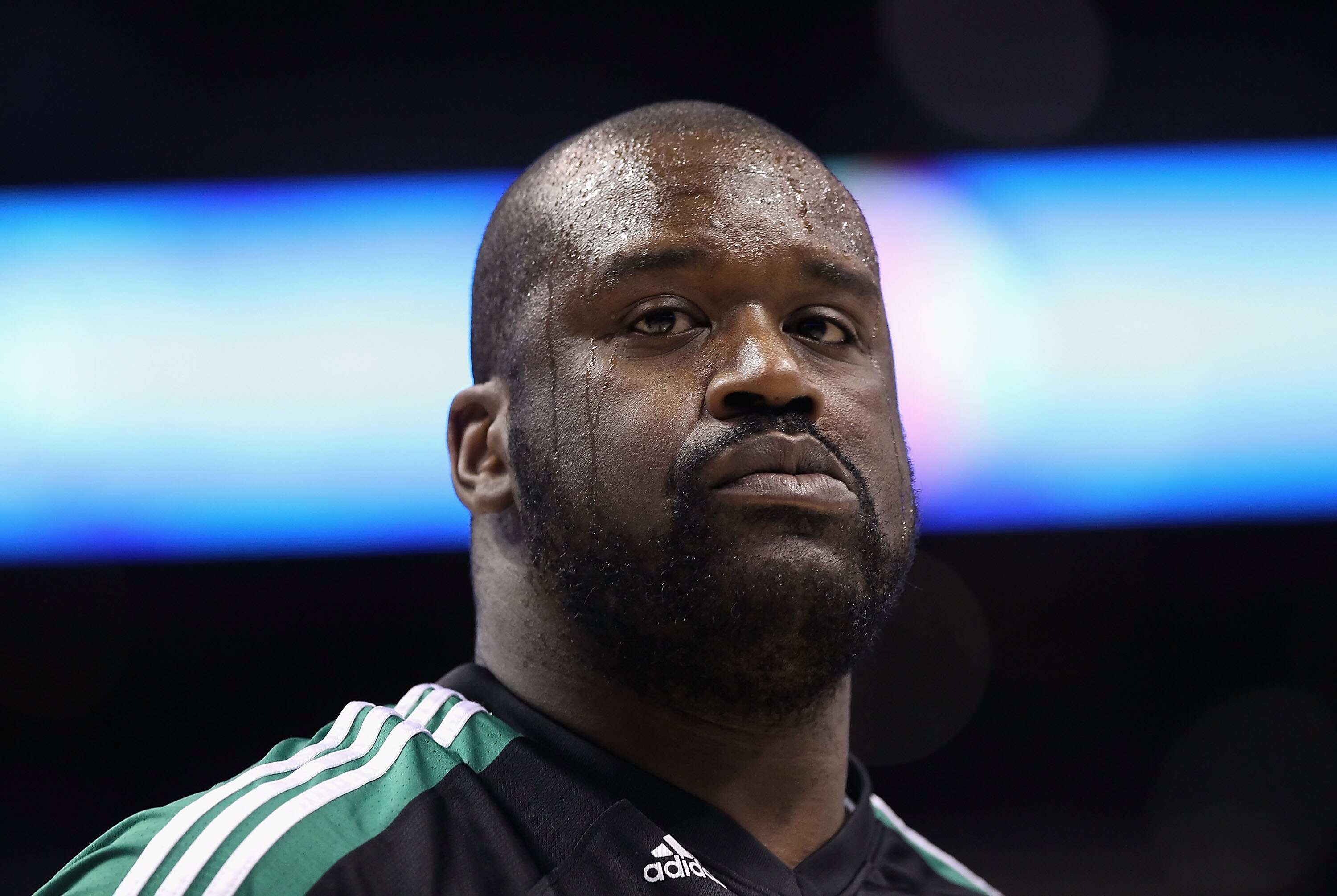 PHOENIX, AZ - JANUARY 28:  Shaquille O'Neal #36 of the Boston Celtics warm up before the NBA game against the Phoenix Suns at US Airways Center on January 28, 2011 in Phoenix, Arizona. The Suns defeated the Celtics 88-71. NOTE TO USER: User expressly ackn