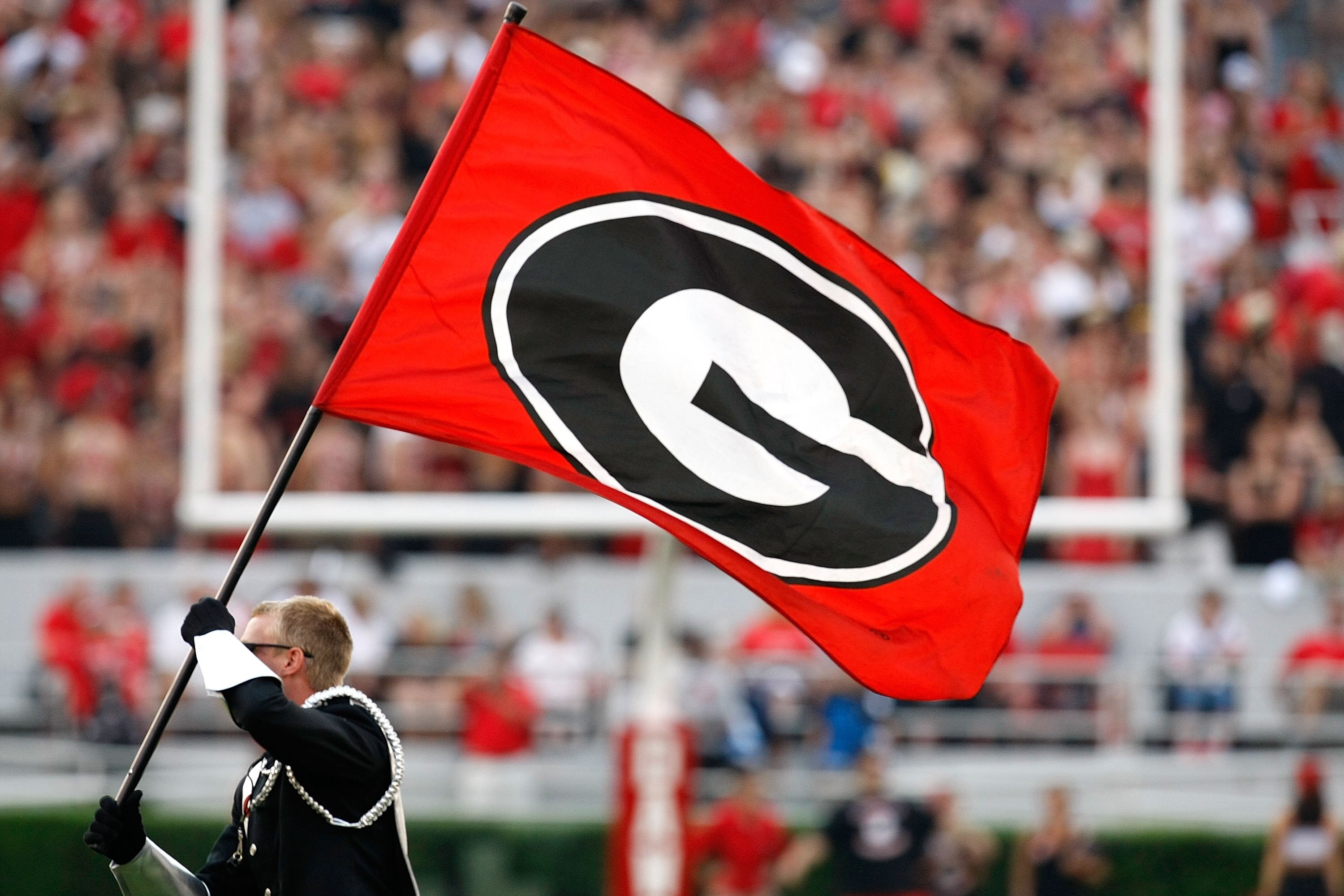ATHENS, GA - SEPTEMBER 12:  A flag of the Georgia Bulldogs is shown before the game against the South Carolina Gamecocks at Sanford Stadium on September 12, 2009 in Athens, Georgia.  (Photo by Kevin C. Cox/Getty Images)