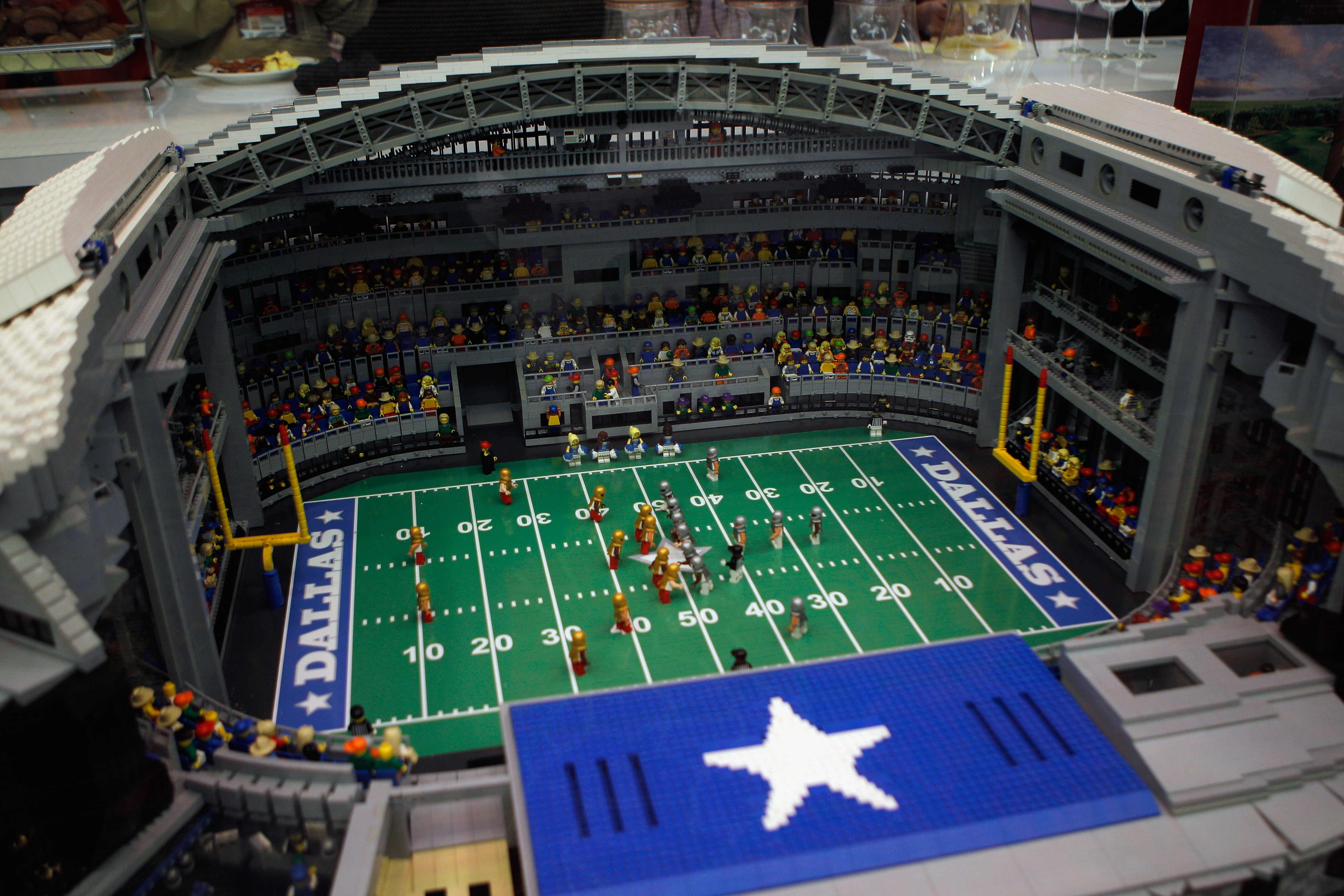 DALLAS, TX - FEBRUARY 02:  A Lego version of Cowboys Stadium is displayed February 2, 2011 in Dallas, Texas. The Green Bay Packers will play the Pittsburgh Steelers in Super Bowl XLV on February 6, 2011 at Cowboys Stadium in Arlington, Texas.  (Photo by S