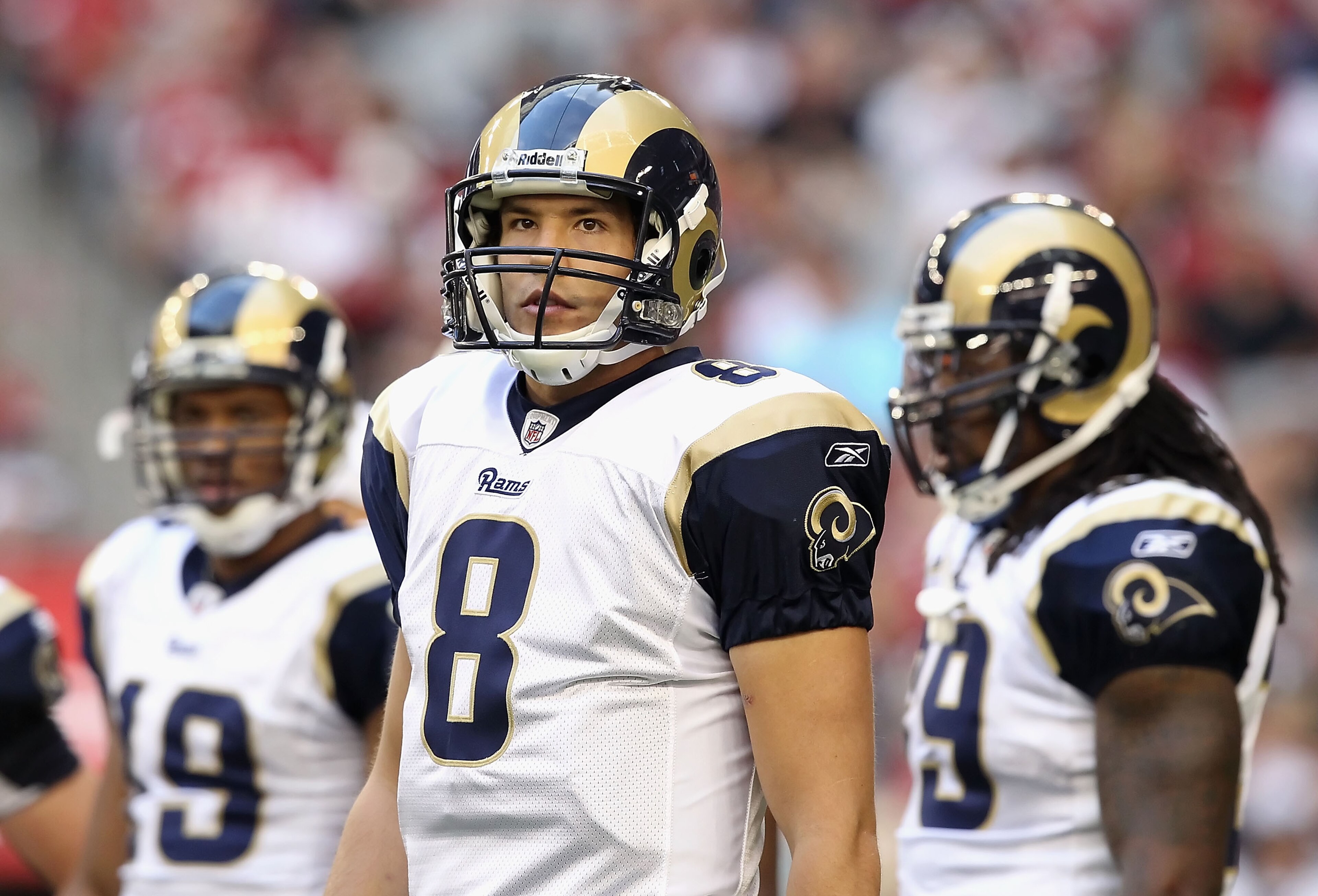 GLENDALE, AZ - DECEMBER 05:  Quarterback Sam Bradford #8 of the St. Louis Rams during the NFL game against the Arizona Cardinals at the University of Phoenix Stadium on December 5, 2010 in Glendale, Arizona. The Rams defeated the Cardinals 19-6.  (Photo b