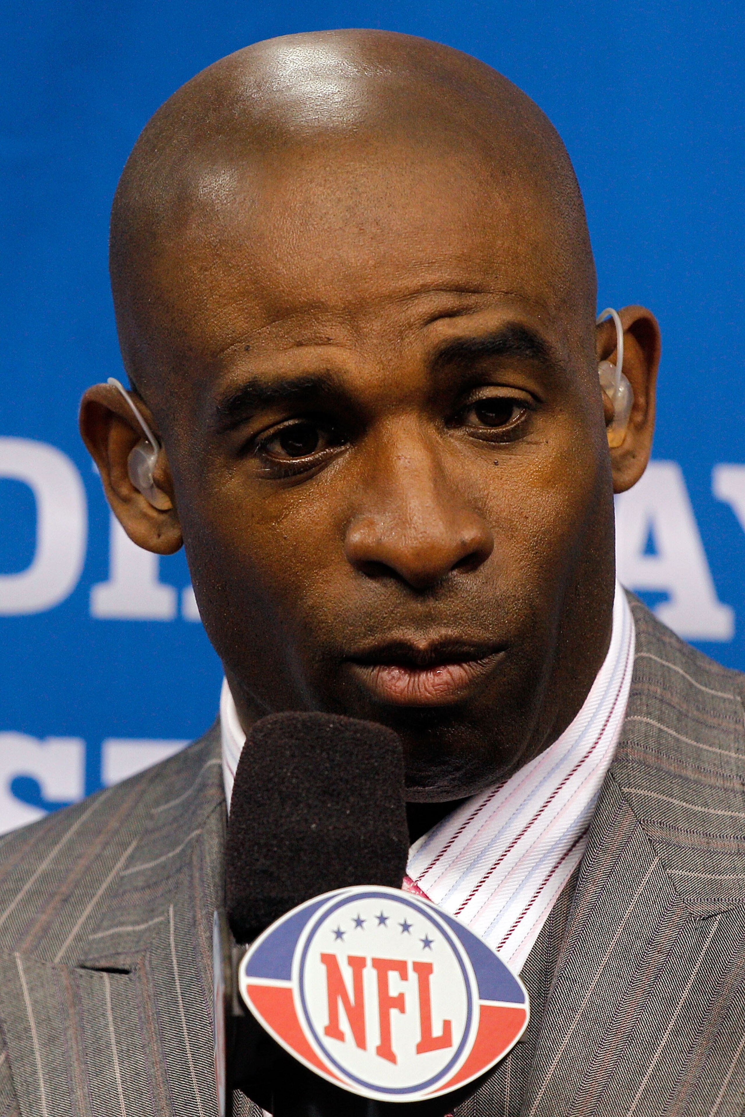 ARLINGTON, TX - FEBRUARY 01:  Deion Sanders of the NFL Network speaks during Super Bowl XLV Media Day ahead of Super Bowl XLV at Cowboys Stadium on February 1, 2011 in Arlington, Texas. The Pittsburgh Steelers will play the Green Bay Packers in Super Bowl