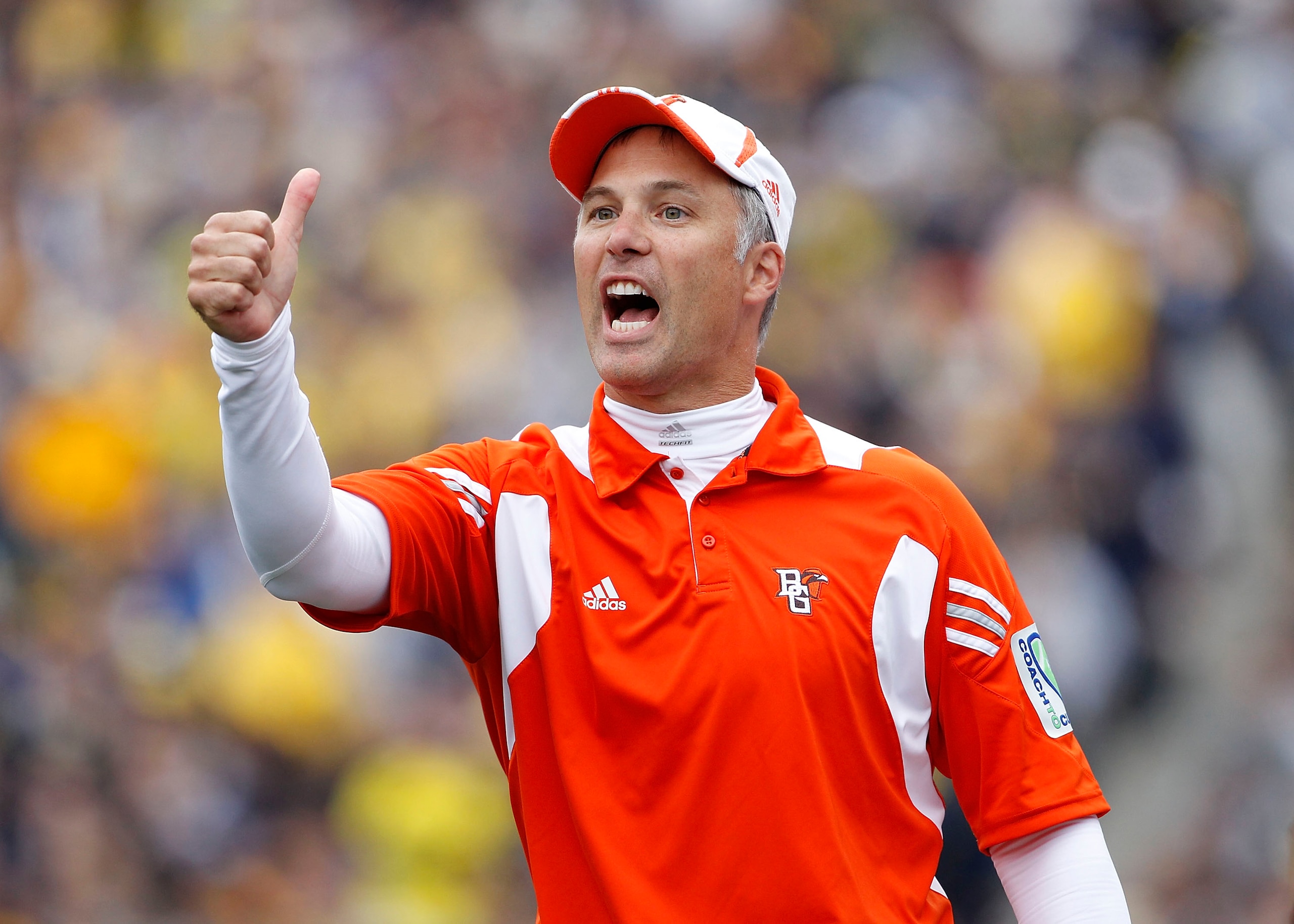 ANN ARBOR, MI - SEPTEMBER 25: Bowling Green Head Coach Dave Clawson reacts during the game against the Michigan Wolverines on September 25, 2010 at Michigan Stadium in Ann Arbor, Michigan. Michigan defeated Bowling Green 65-21. (Photo by Leon Halip/Gett ANN ARBOR, MI - SEPTEMBER 25: Bowling Green Head Coach Dave Clawson reacts during the game against the Michigan Wolverines on September 25, 2010 at Michigan Stadium in Ann Arbor, Michigan. Michigan defeated Bowling Green 65-21. (Photo by Leon Halip/Gett