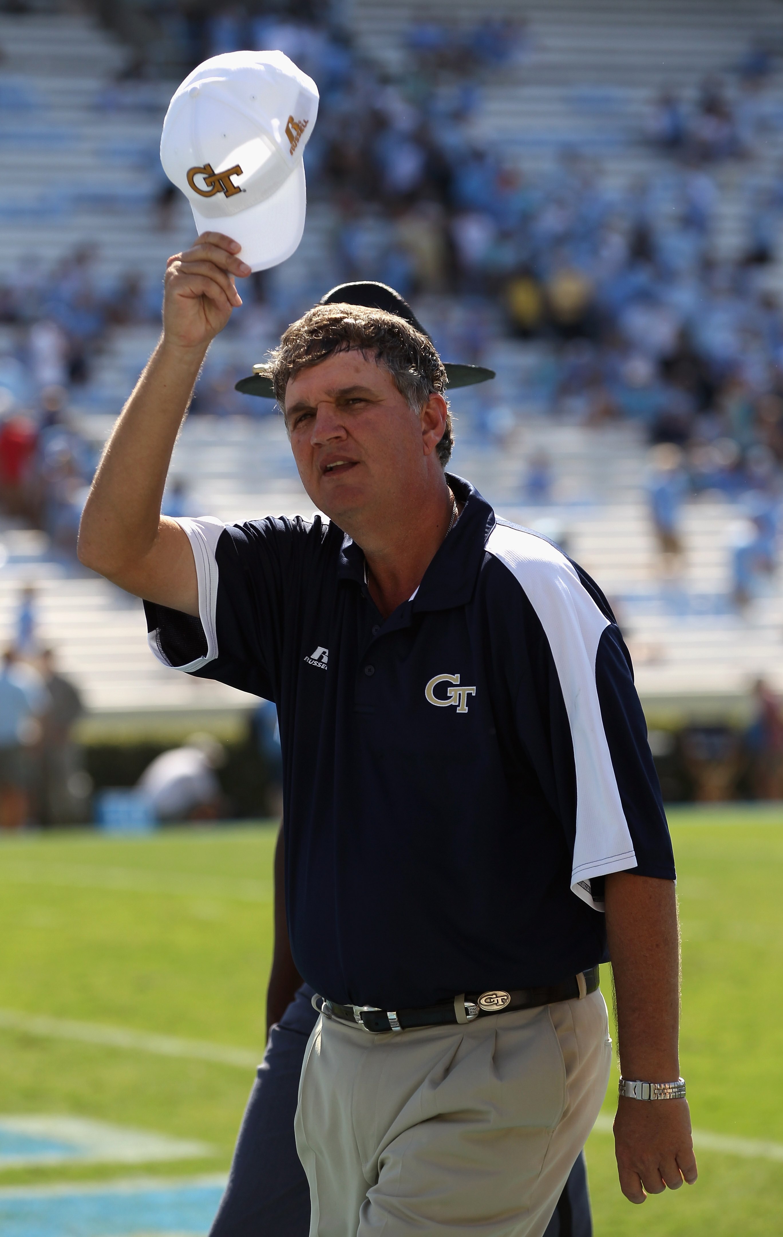 CHAPEL HILL, NC - SEPTEMBER 18:  Head coach Paul Johnson of the Georgia Tech Yellow Jackets watches on against the North Carolina Tar Heels during their game at Kenan Stadium on September 18, 2010 in Chapel Hill, North Carolina.  (Photo by Streeter Lecka/