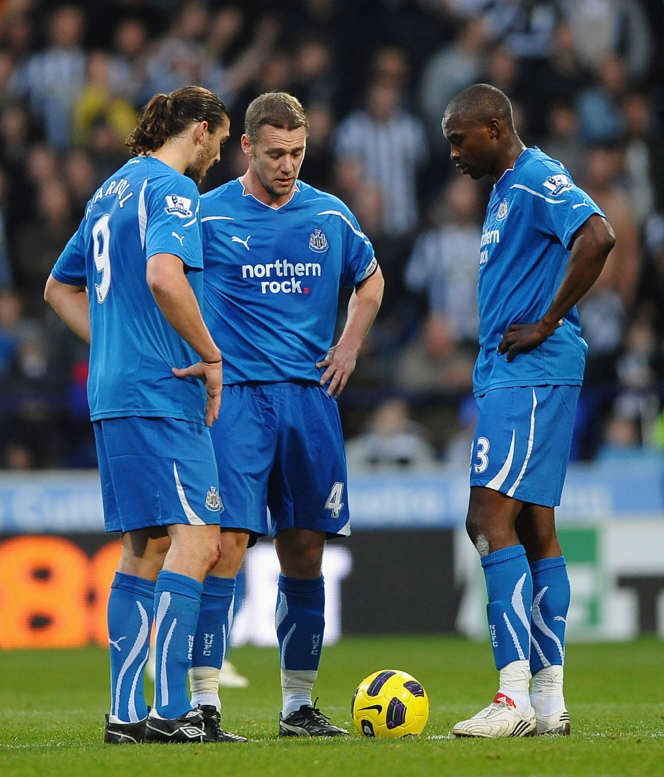 BOLTON, ENGLAND - NOVEMBER 20: Andrew Carroll, Kevin Nolan and Shola Ameobi of Newcastle United show their frustrations during the Barclays Premier League match between Bolton Wanderers and Newcastle United at the Reebok Stadium on November 20, 2010 in Bo BOLTON, ENGLAND - NOVEMBER 20: Andrew Carroll, Kevin Nolan and Shola Ameobi of Newcastle United show their frustrations during the Barclays Premier League match between Bolton Wanderers and Newcastle United at the Reebok Stadium on November 20, 2010 in Bo