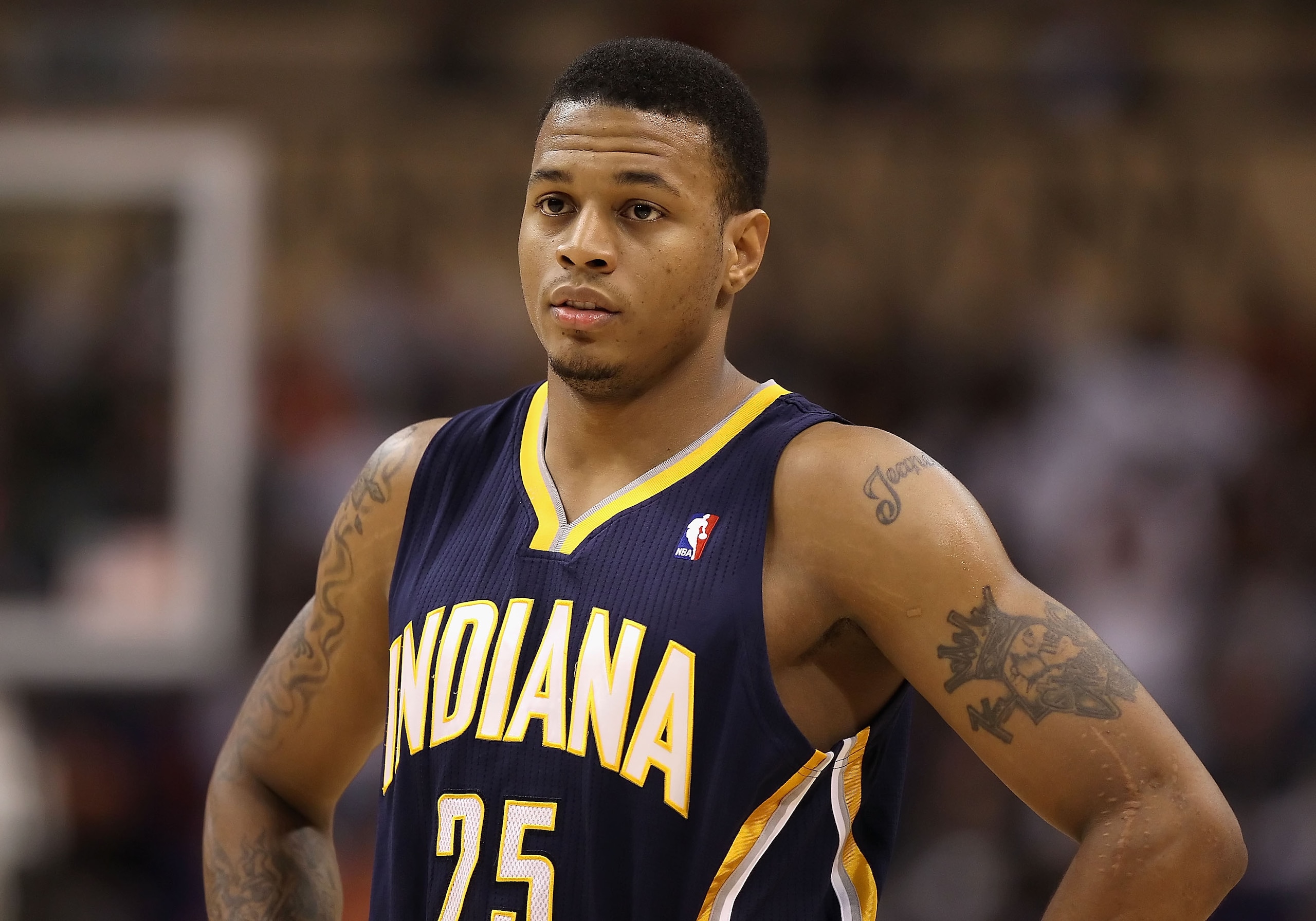 PHOENIX - DECEMBER 03: Brandon Rush #25 of the Indiana Pacers during the NBA game against the Phoenix Suns at US Airways Center on December 3, 2010 in Phoenix, Arizona. NOTE TO USER: User expressly acknowledges and agrees that, by downloading and or usin PHOENIX - DECEMBER 03: Brandon Rush #25 of the Indiana Pacers during the NBA game against the Phoenix Suns at US Airways Center on December 3, 2010 in Phoenix, Arizona. NOTE TO USER: User expressly acknowledges and agrees that, by downloading and or usin
