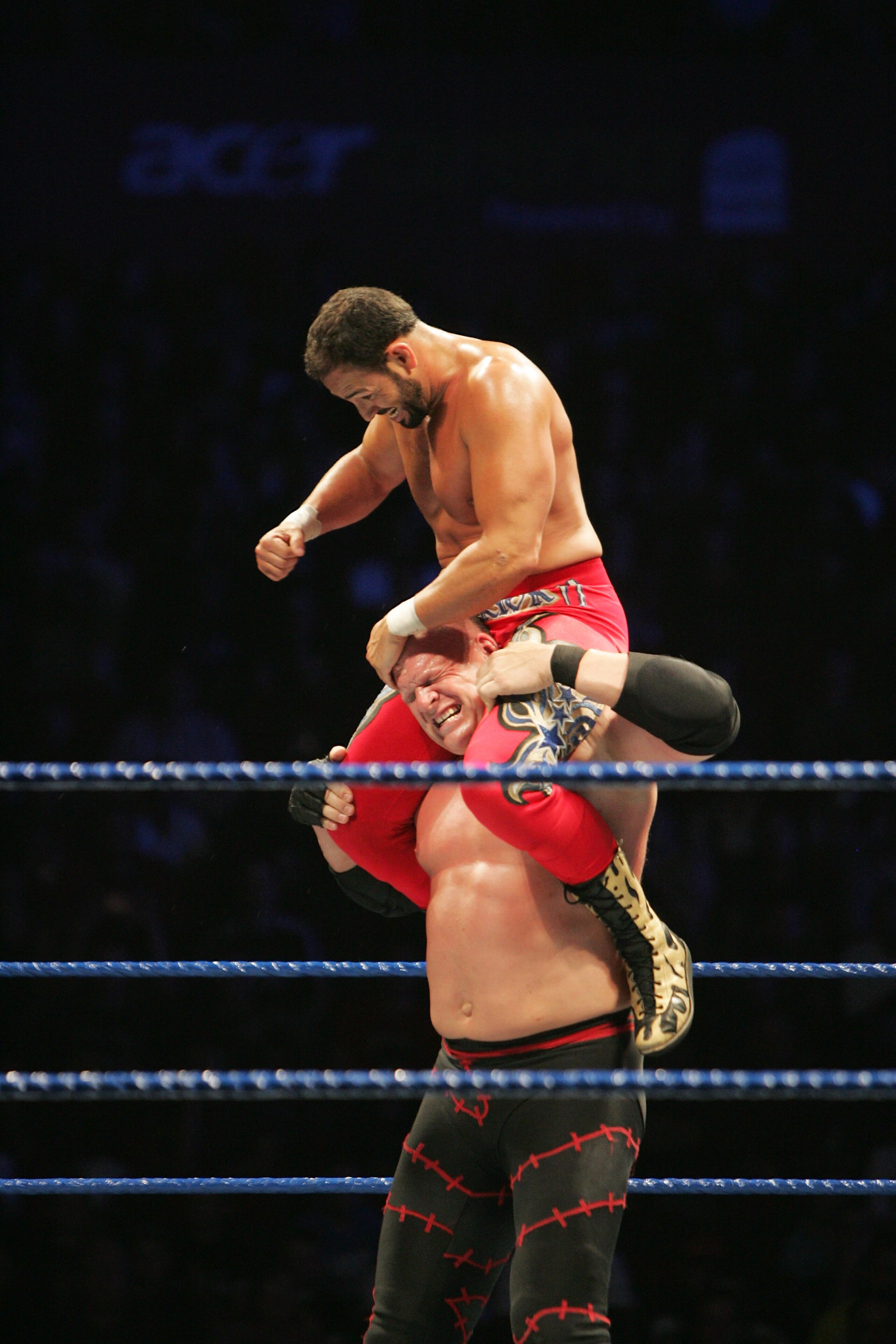 SYDNEY, AUSTRALIA - JUNE 15:  Chavo Guerrero beats on ECW Champion Kane during WWE Smackdown at Acer Arena on June 15, 2008 in Sydney, Australia.  (Photo by Gaye Gerard/Getty Images)