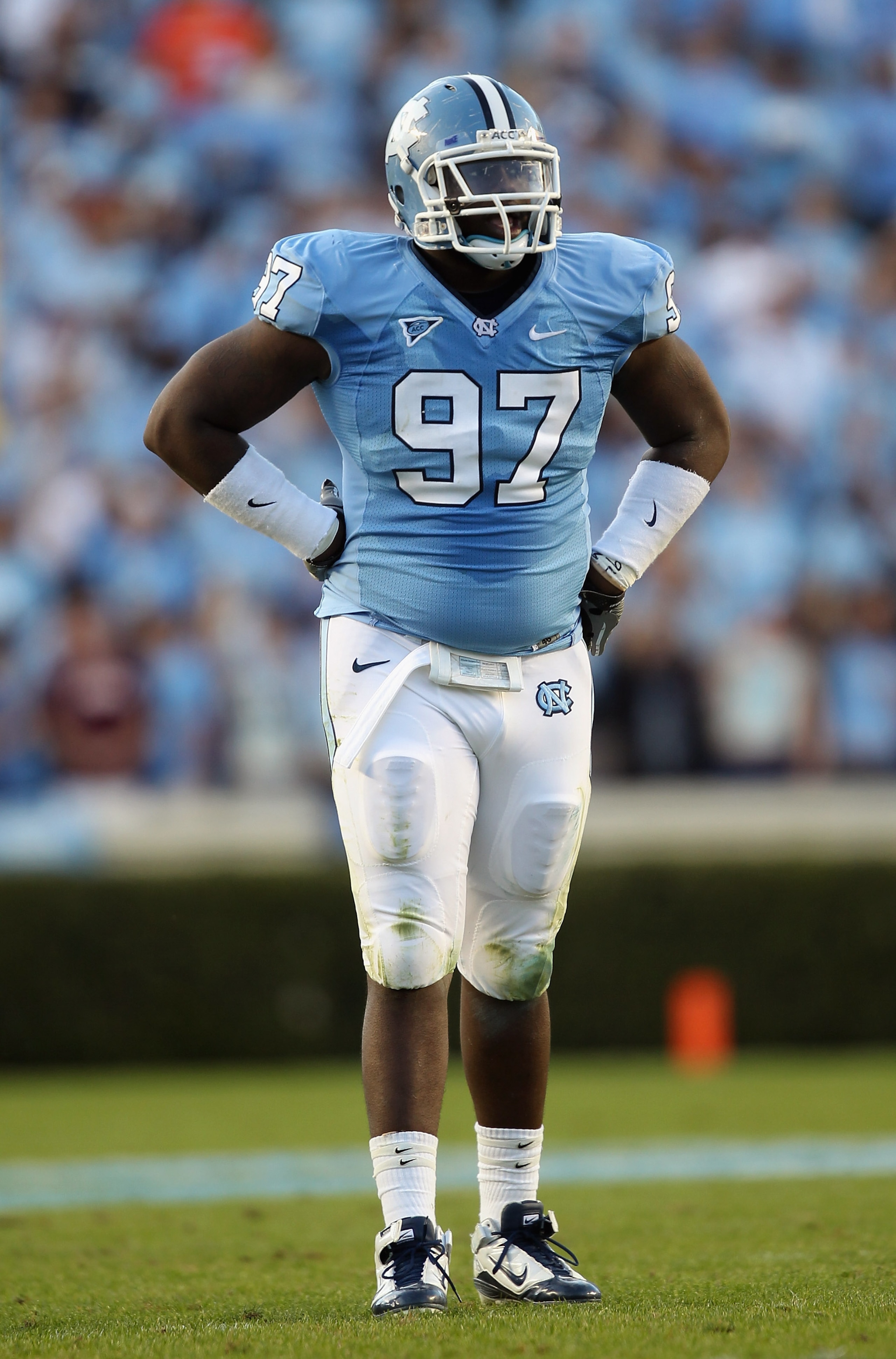 CHAPEL HILL, NC - NOVEMBER 13: Jared McAdoo #97 of the North Carolina Tar Heels against the Virginia Tech Hokies during their game at Kenan Stadium on November 13, 2010 in Chapel Hill, North Carolina. (Photo by Streeter Lecka/Getty Images) CHAPEL HILL, NC - NOVEMBER 13: Jared McAdoo #97 of the North Carolina Tar Heels against the Virginia Tech Hokies during their game at Kenan Stadium on November 13, 2010 in Chapel Hill, North Carolina. (Photo by Streeter Lecka/Getty Images)