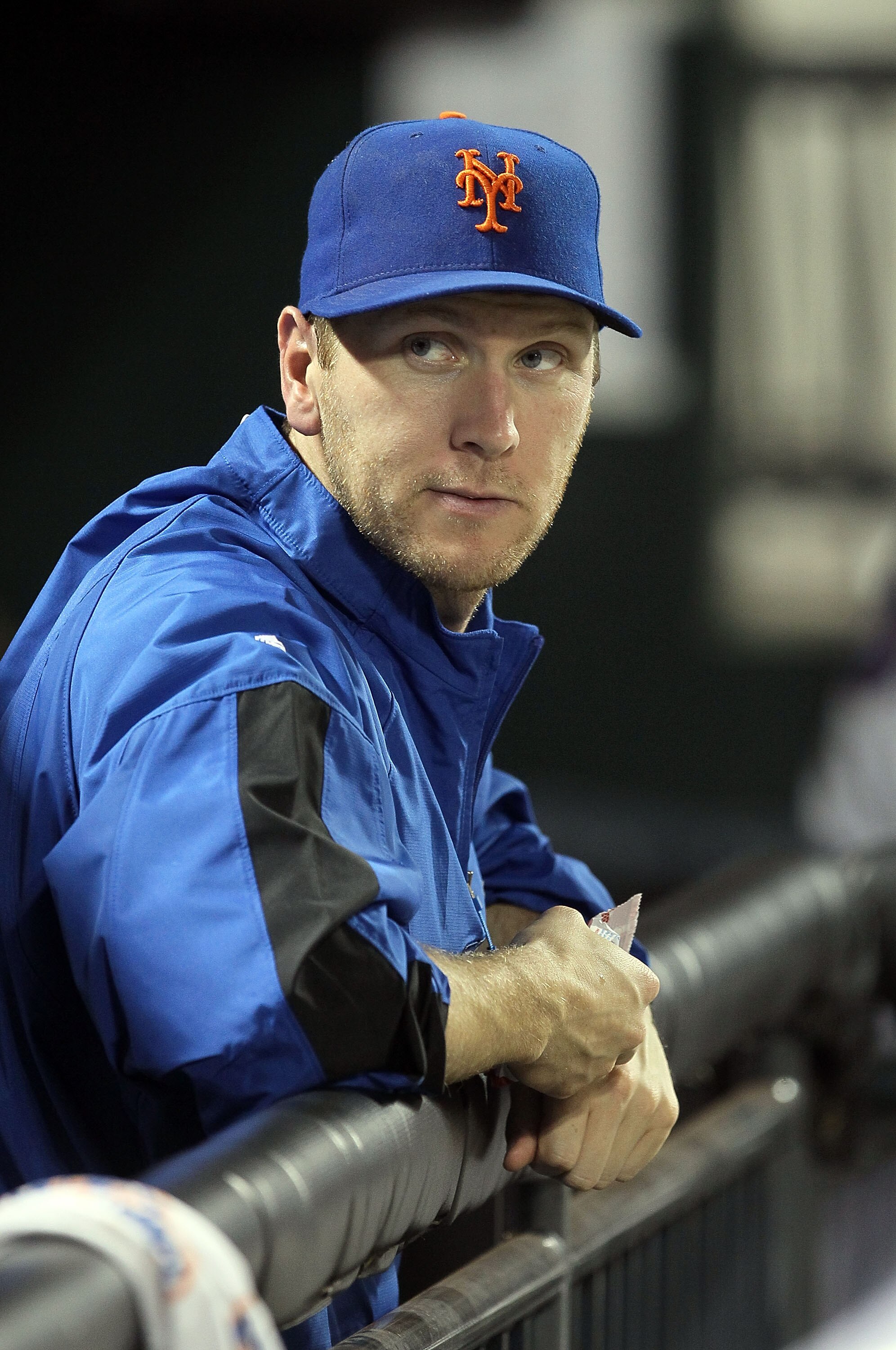 NEW YORK - AUGUST 28:  Jason Bay #44 of the New York Mets looks on from the dugout against the Houston Astros on August 28, 2010 at Citi Field in the Flushing neighborhood of the Queens borough of New York City.  (Photo by Jim McIsaac/Getty Images)