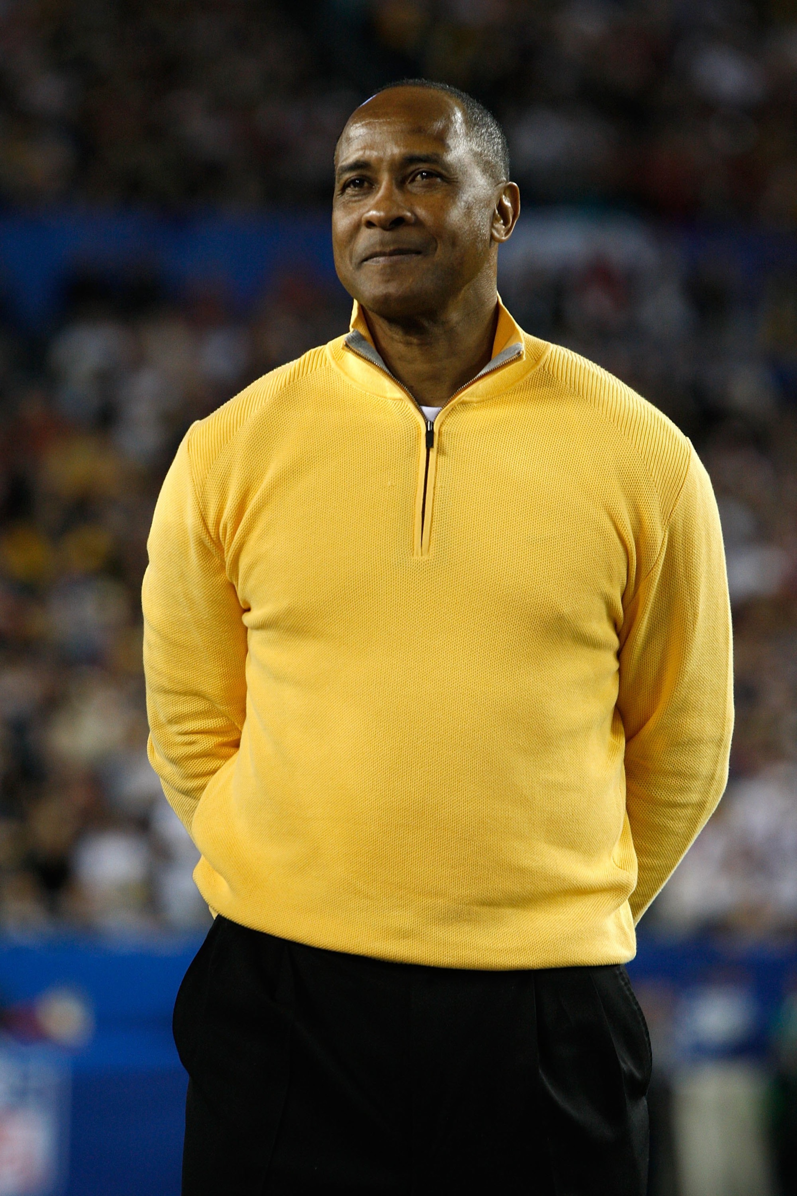 TAMPA, FL - FEBRUARY 01: Hall of fame player and current broadcaster Lynn Swann on the field prior to Super Bowl XLIII between the Arizona Cardinals and the Pittsburgh Steelers on February 1, 2009 at Raymond James Stadium in Tampa, Florida. (Photo by Ja TAMPA, FL - FEBRUARY 01: Hall of fame player and current broadcaster Lynn Swann on the field prior to Super Bowl XLIII between the Arizona Cardinals and the Pittsburgh Steelers on February 1, 2009 at Raymond James Stadium in Tampa, Florida. (Photo by Ja
