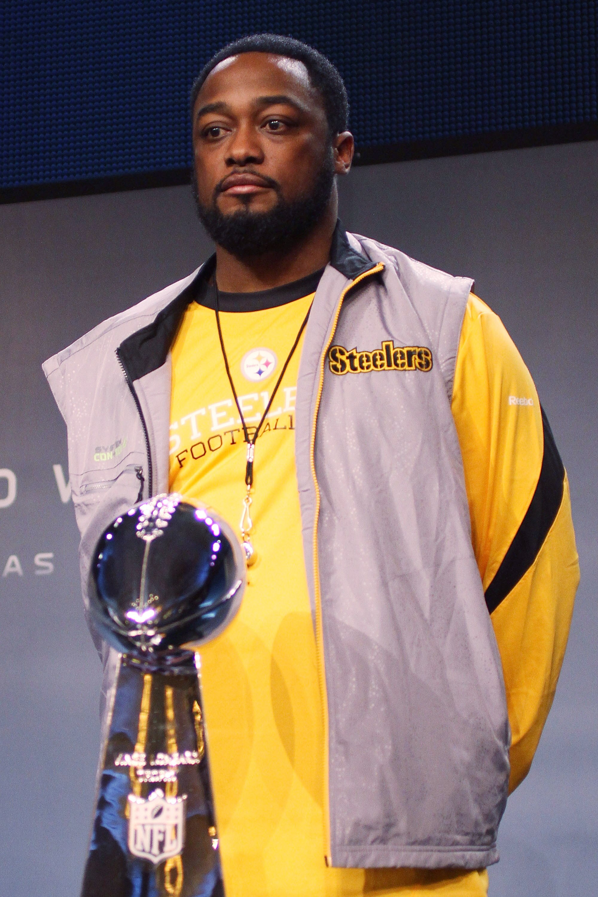 DALLAS, TX - FEBRUARY 04:  Head coach Mike Tomlin of the Pittsburgh Steelers poses for photos during a press conference at the Super Bowl XLV media center on February 4, 2011 in Dallas, Texas. The Green Bay Packers will play the Pittsburgh Steelers in Sup