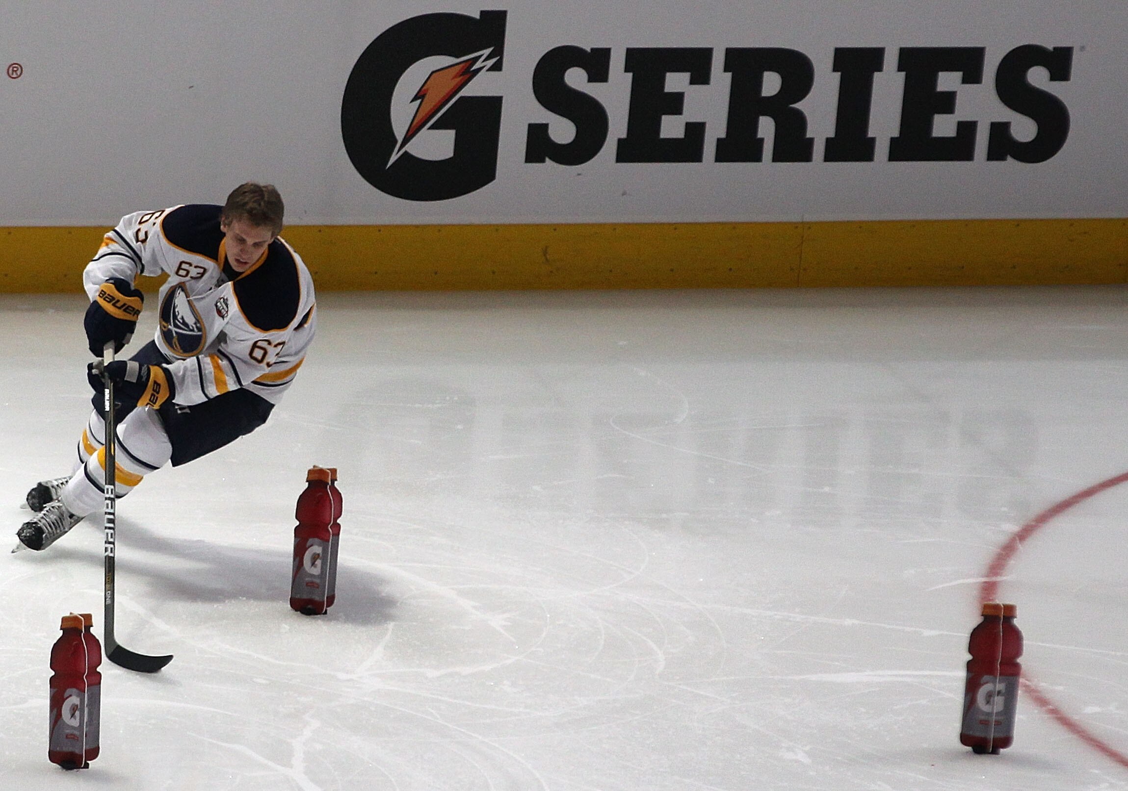 RALEIGH, NC - JANUARY 29:  Tyler Ennis #63 of the Buffalo Sabres competes in the G Series NHL Skills Challenge Relay during the Honda NHL SuperSkills competition part of 2011 NHL All-Star Weekend at the RBC Center on January 29, 2011 in Raleigh, North Car