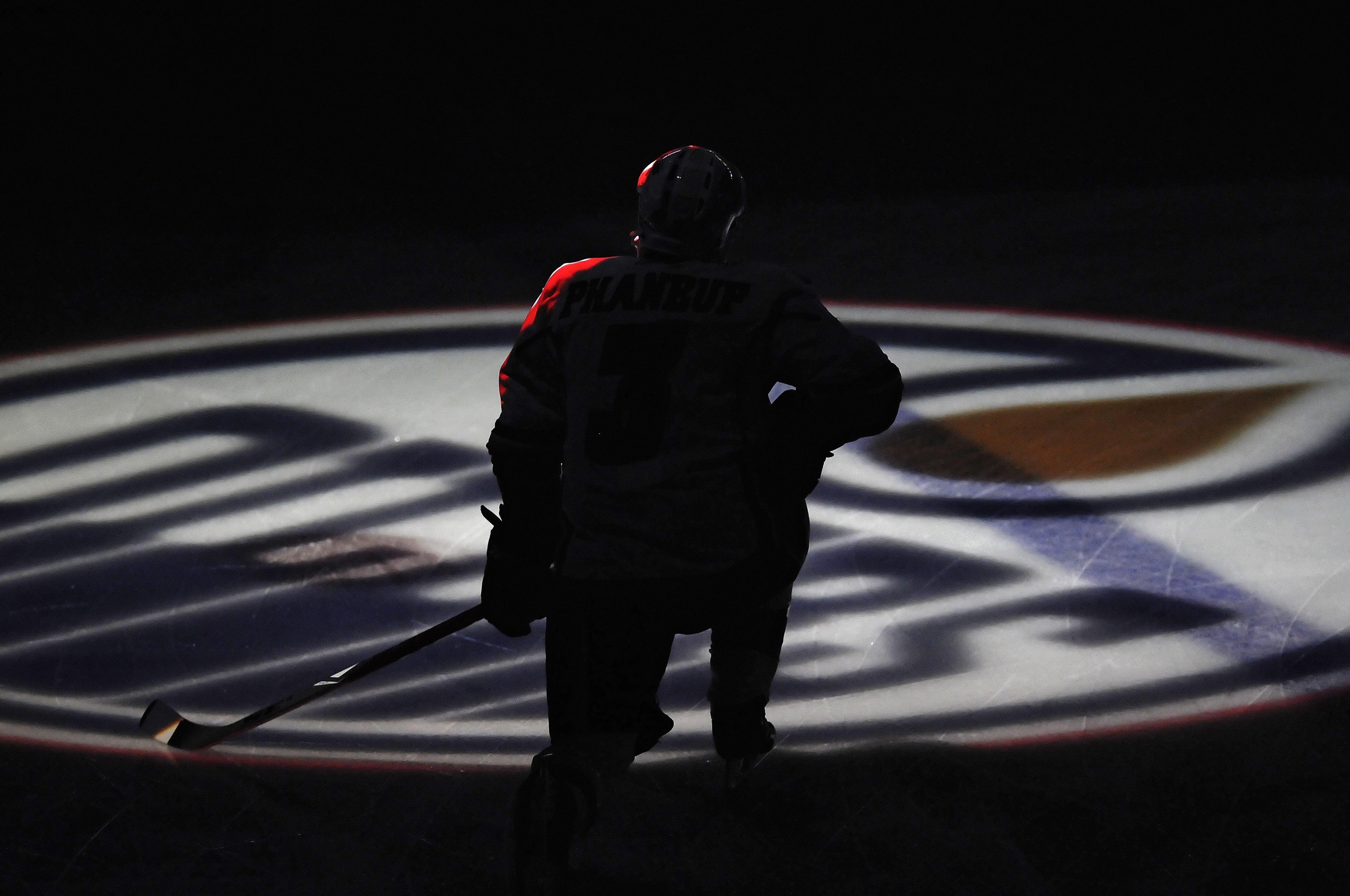 EDMONTON, AB - OCTOBER 3:  Dion Phaneuf #3 of the Calgary Flames warms up on the ice before a game between the Calgary Flames and the Edmonton Oilers in an NHL game on October 3, 2009 at Rexall Arena in Edmonton, Canada. The Calgary Flames defeated the Ed